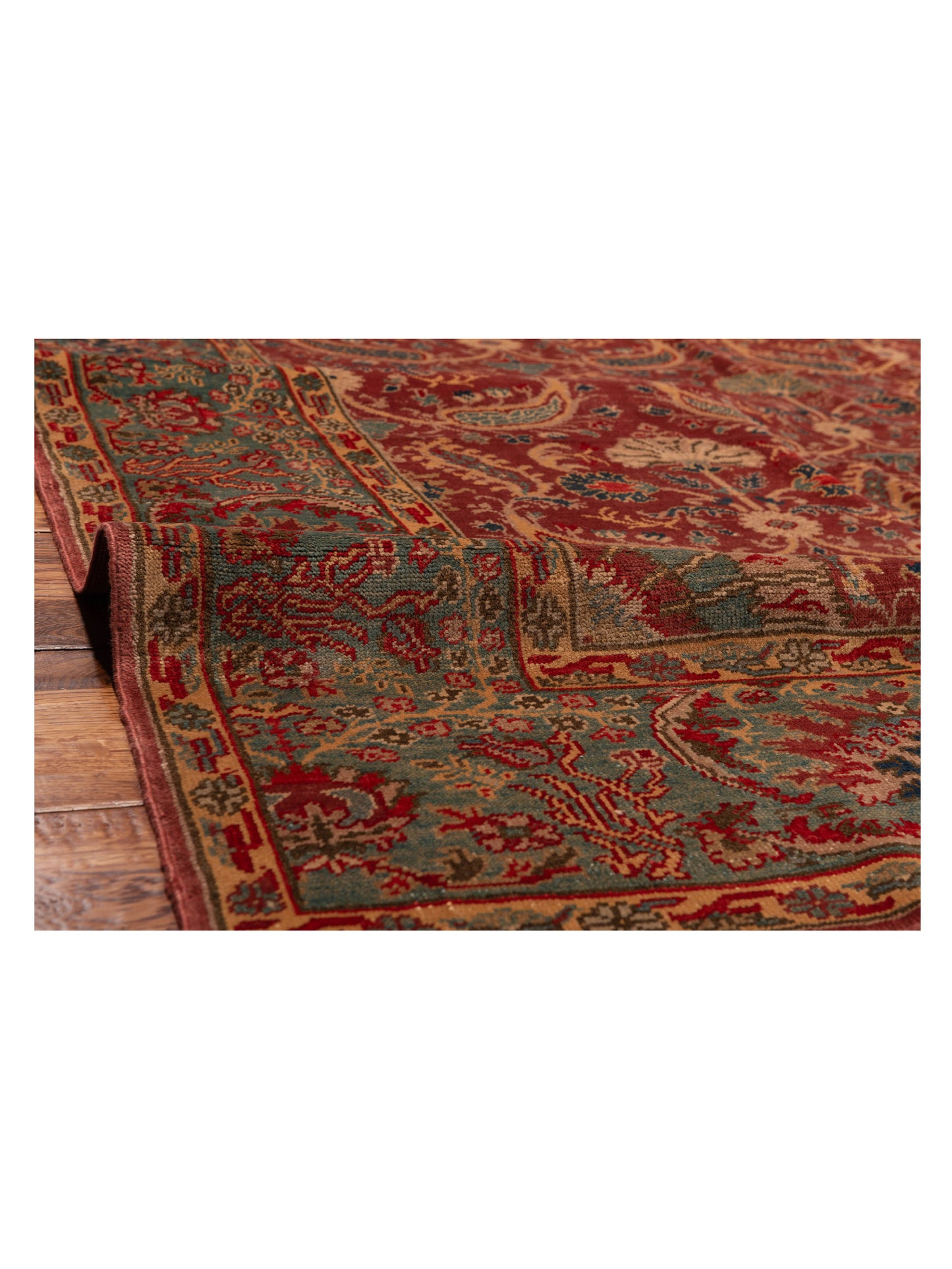 Antiqua Loom Red Blue 6.8x6.9 Hand Knotted Rug