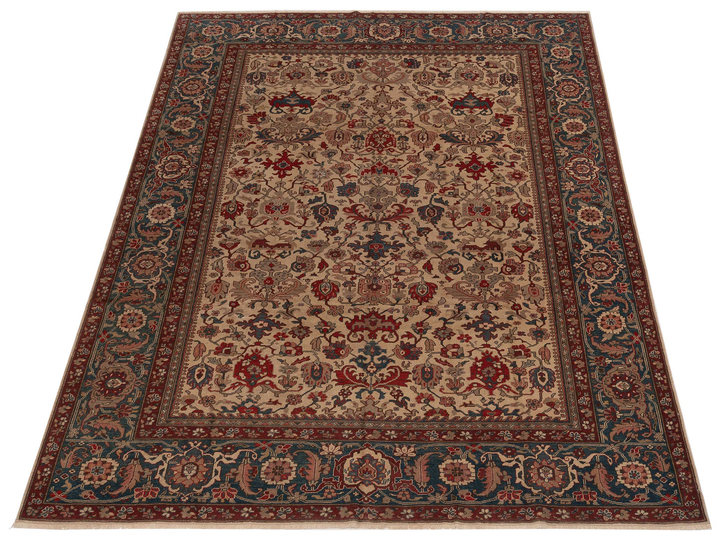 Antiqua Loom Ivory Blue 9.3x11.6 Hand Knotted Rug