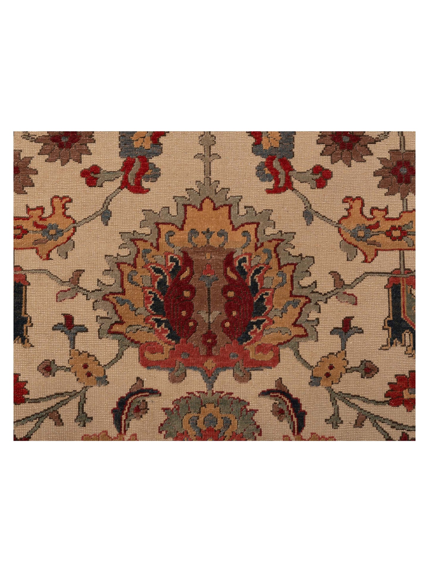 Antiqua Loom Ivory Green 9.11x12.3 Hand Knotted Rug