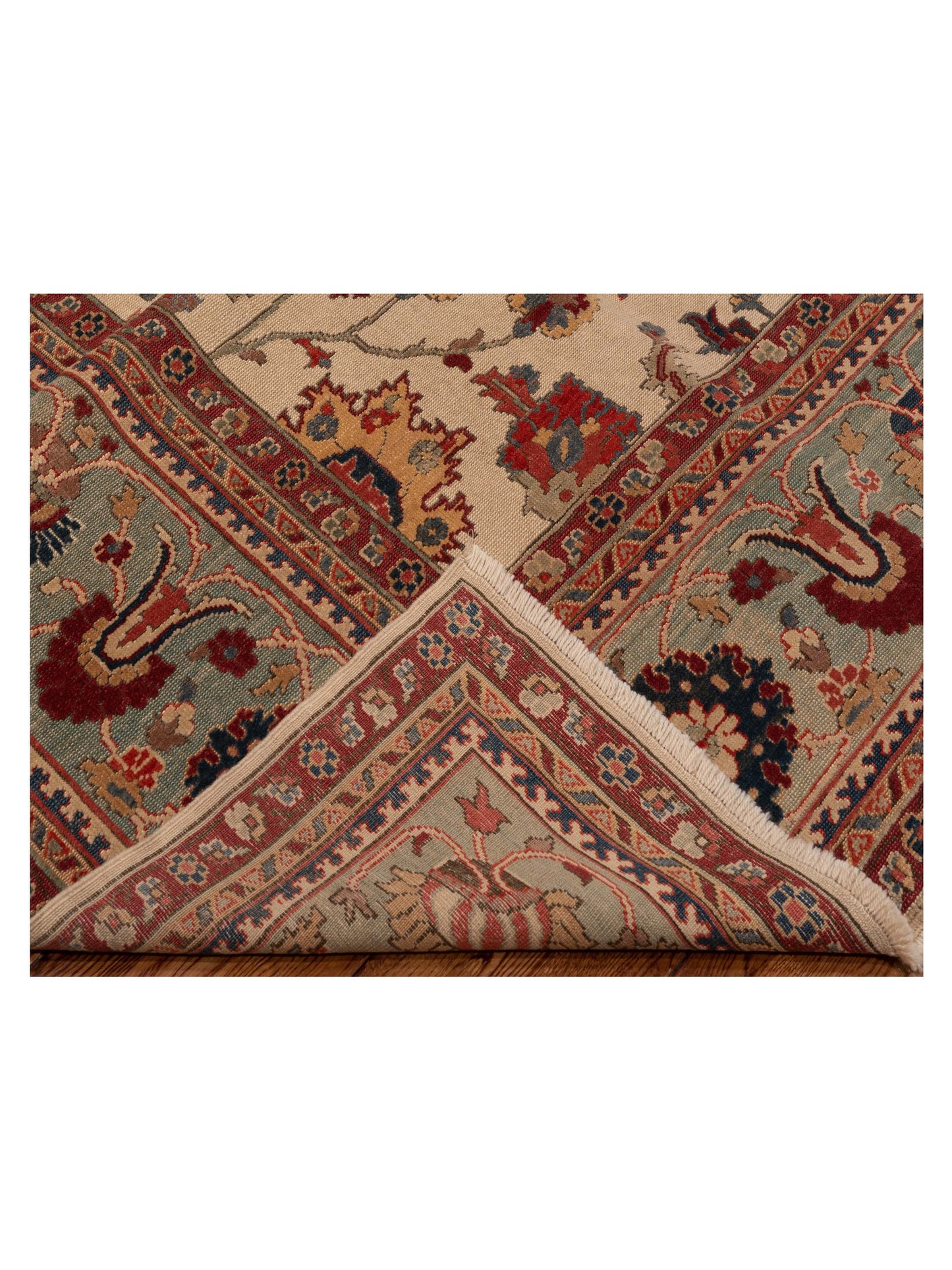 Antiqua Loom Ivory Green 9.11x12.3 Hand Knotted Rug