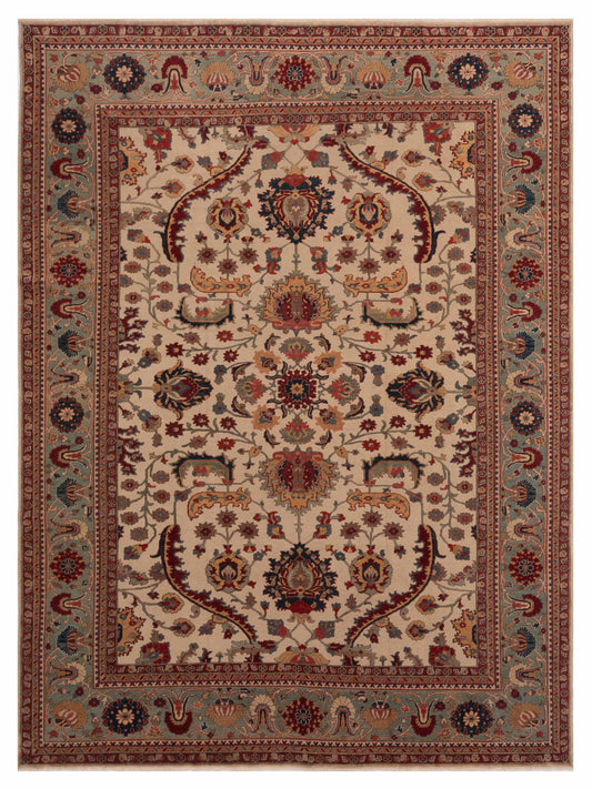 Pasha Antique Loom  Ivory Green Traditional