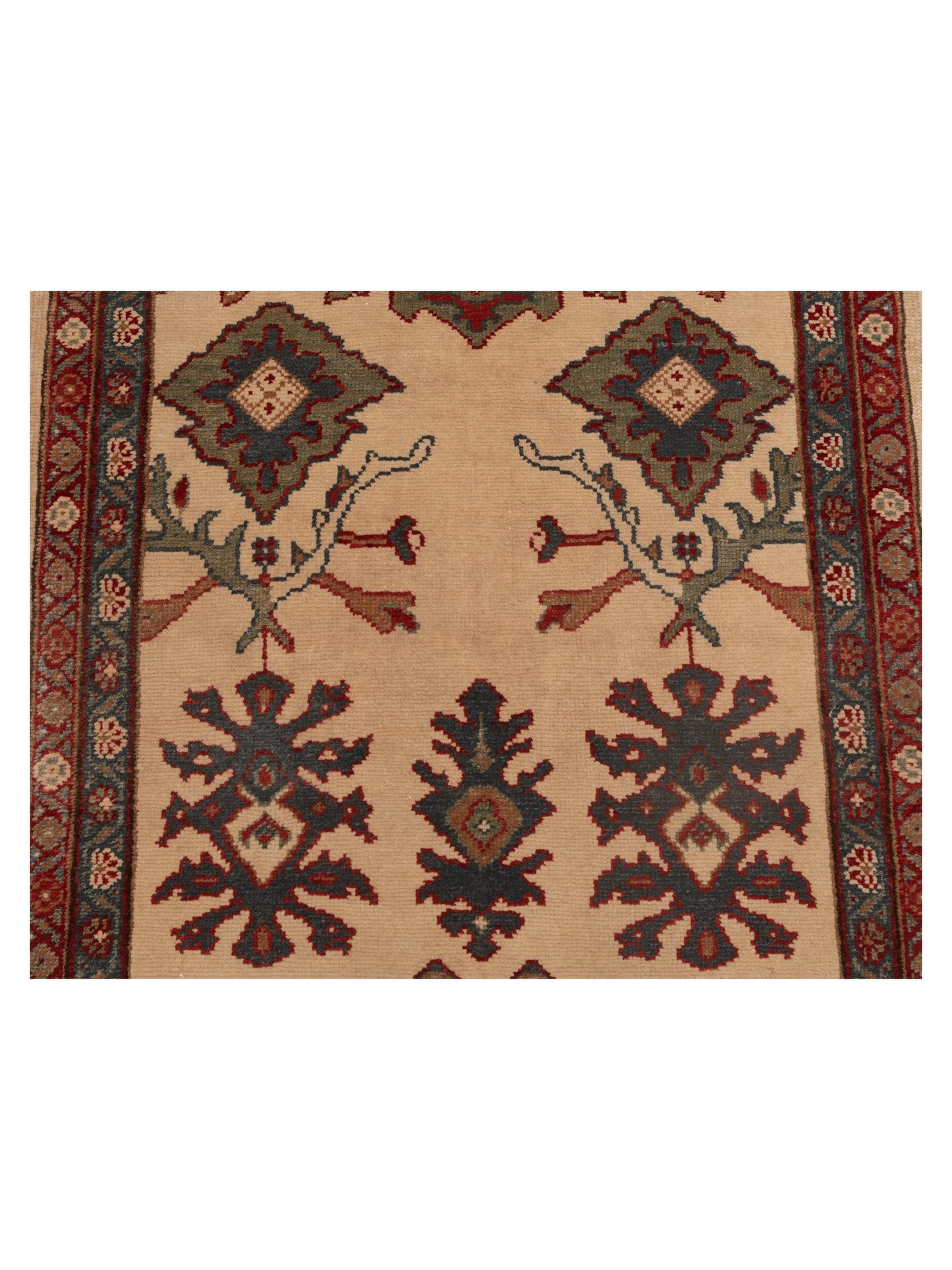 Antiqua Loom Ivory Green 3x11.1 Hand Knotted Rug