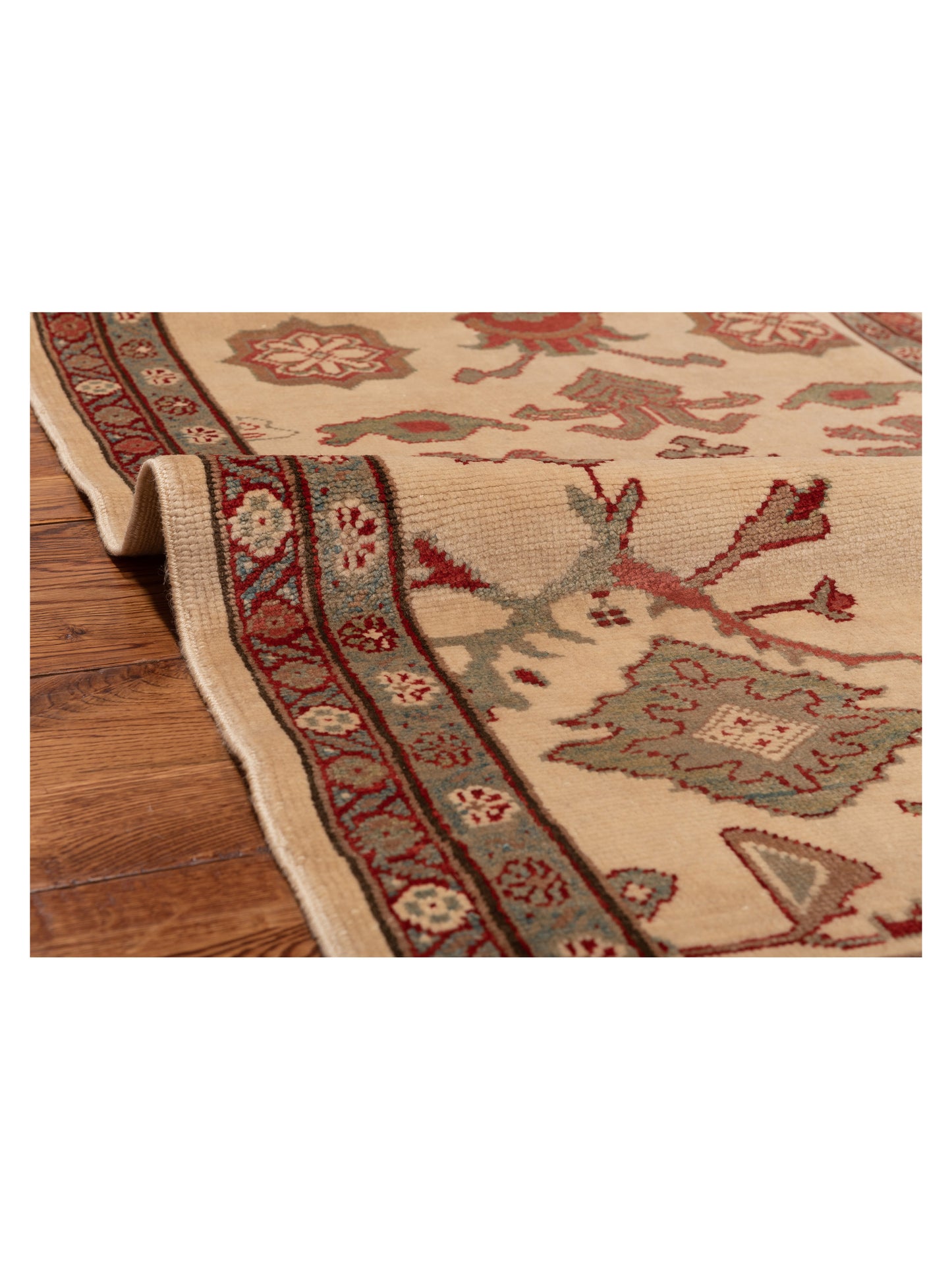 Antiqua Loom Ivory Green 3x11.1 Hand Knotted Rug