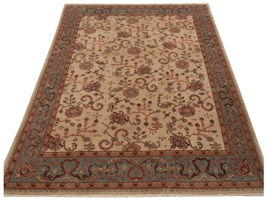 Antiqua Loom Ivory Blue 8.6x10 Hand Knotted Rug