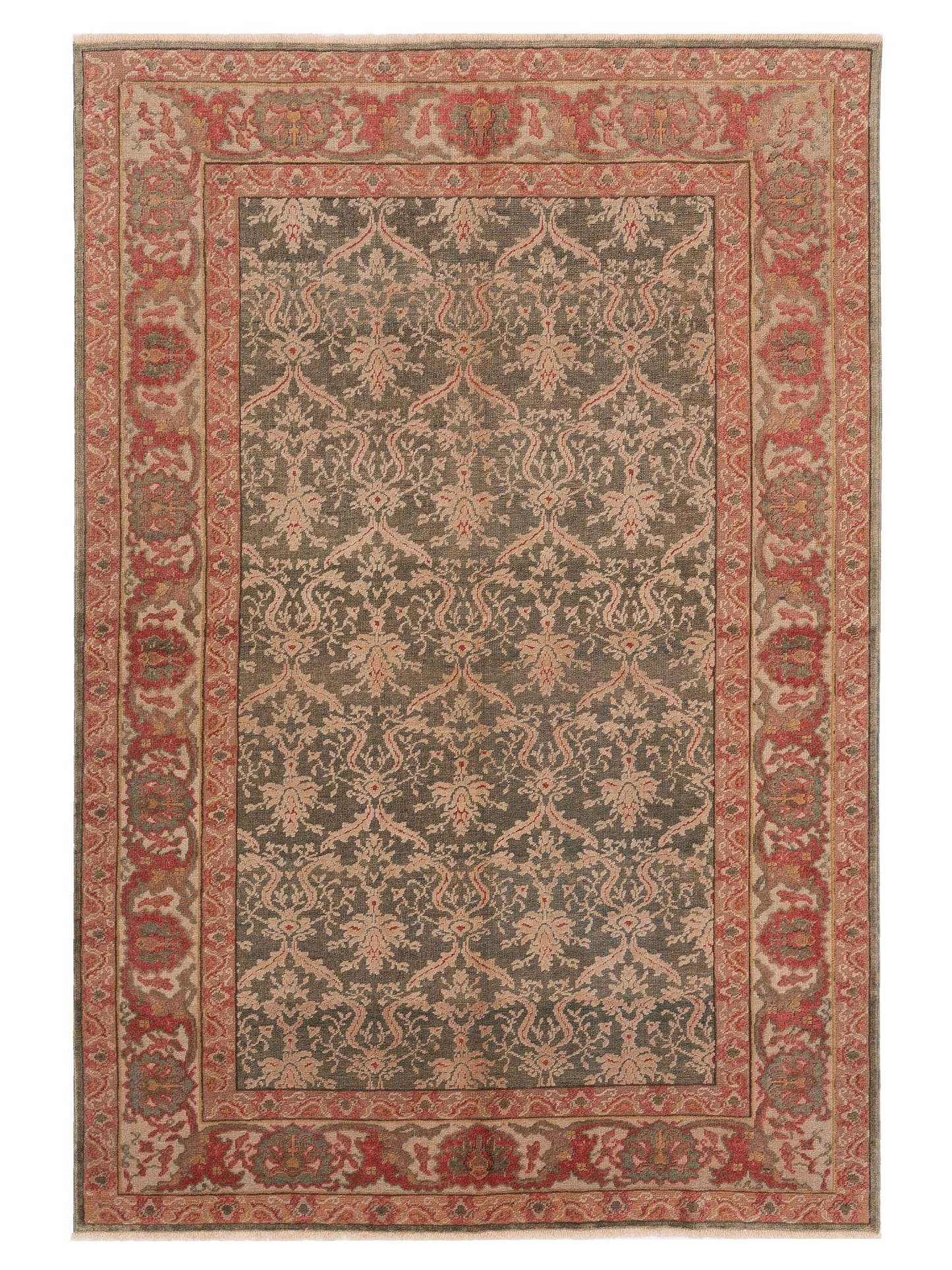 Pasha Antique Loom  Green Ivory Traditional