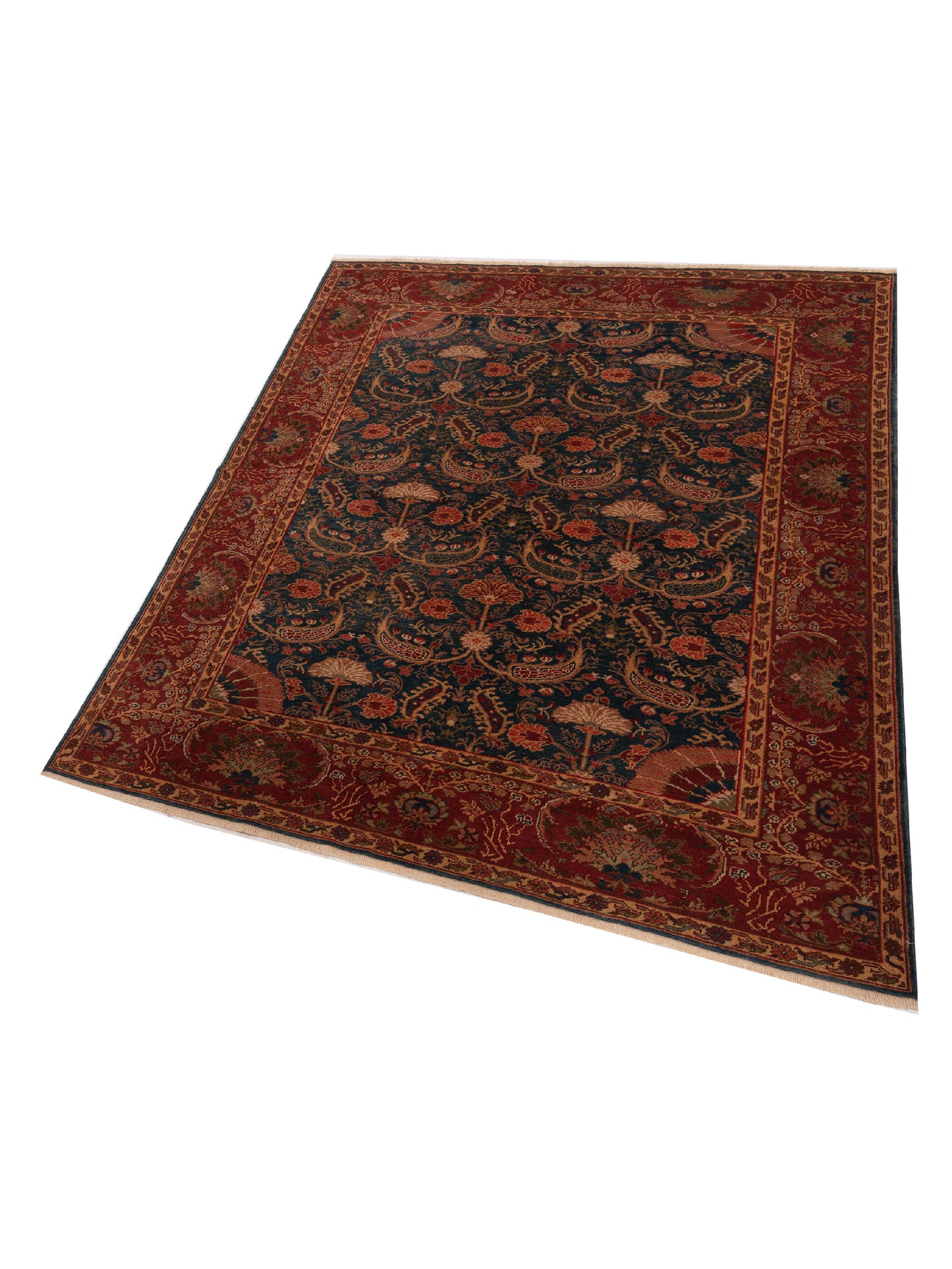 Antiqua Loom Blue Red 6.8x7.10 Hand Knotted Rug