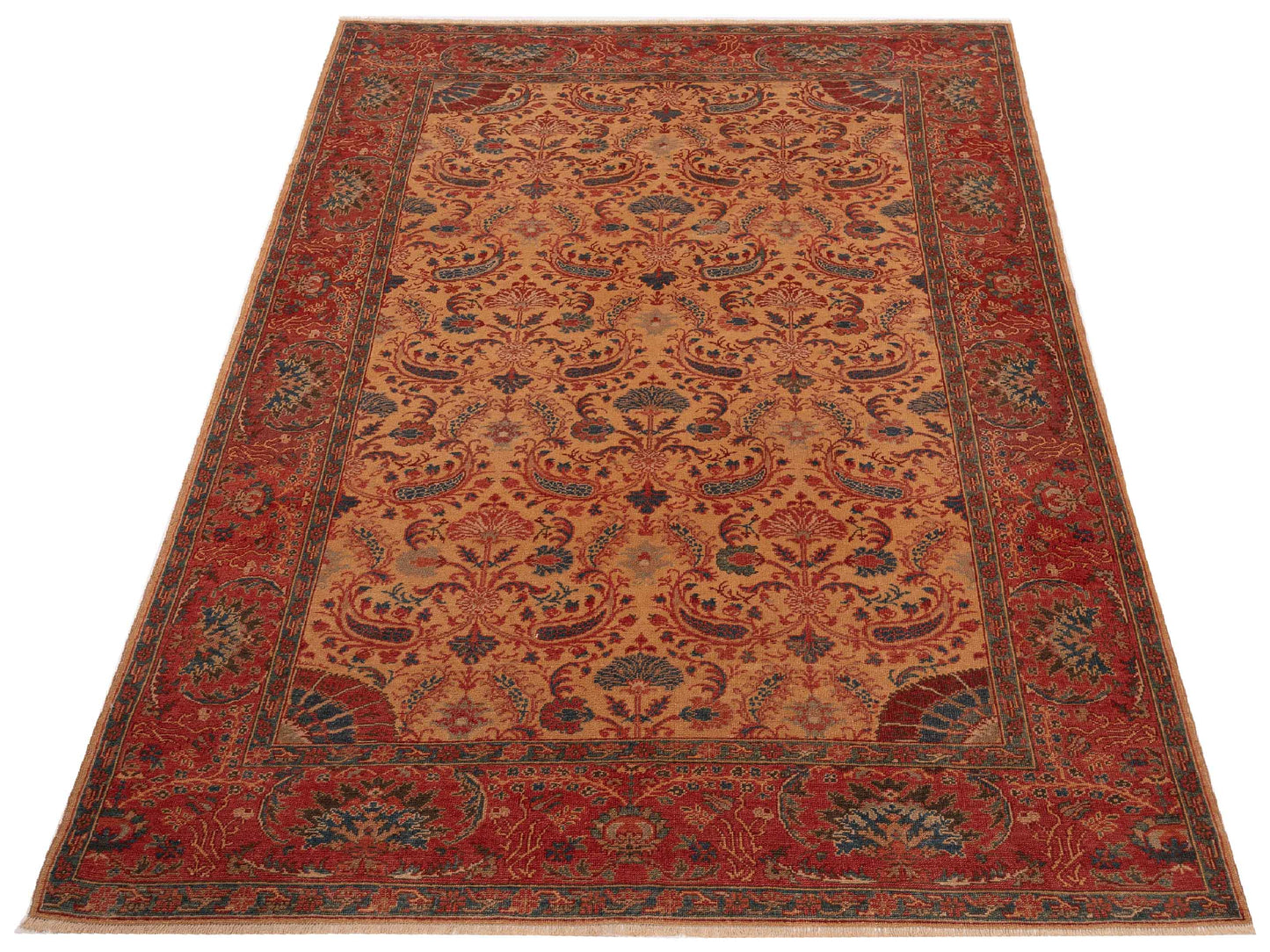 Antiqua Loom Gold Red 6.9x9.7 Hand Knotted Rug