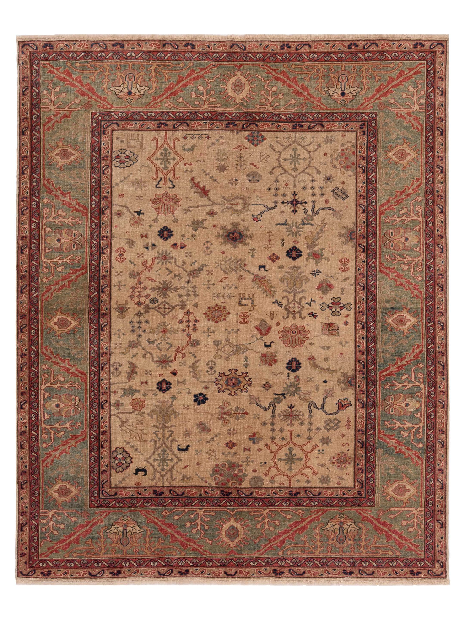 Pasha Antique Loom  Ivory Green Traditional