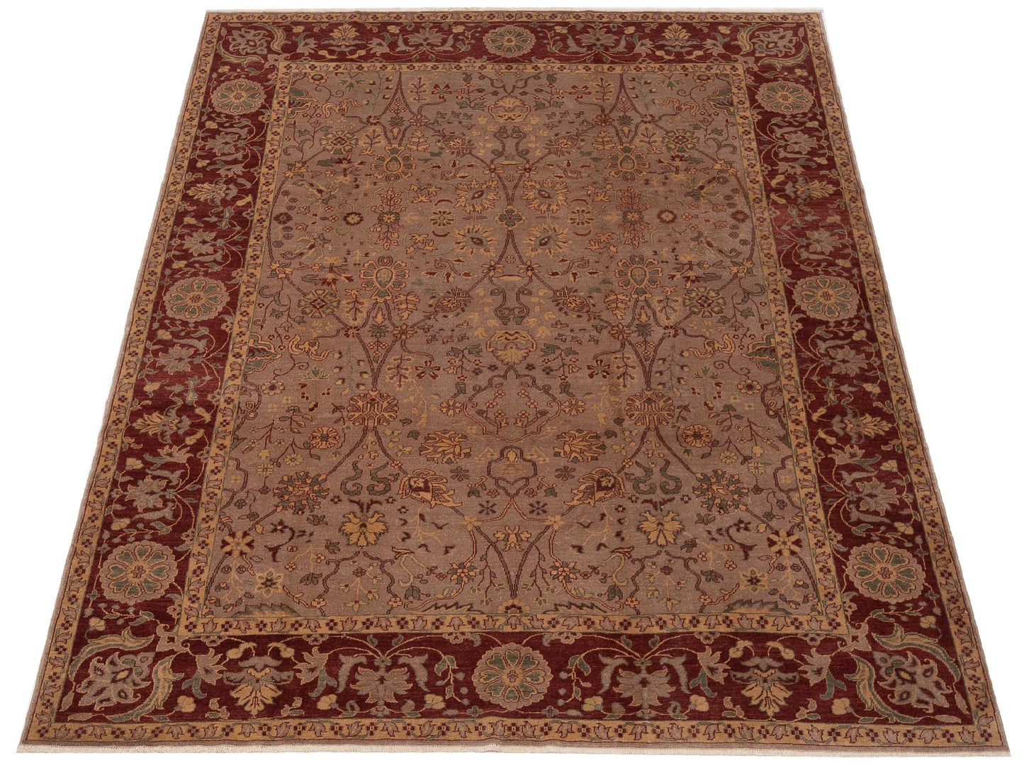 Antiqua Loom Brown Red 9.3x12 Hand Knotted Rug