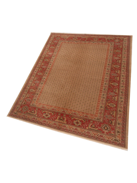 Antiqua Loom Beige Rust 5.10x7.9 Hand Knotted Rug