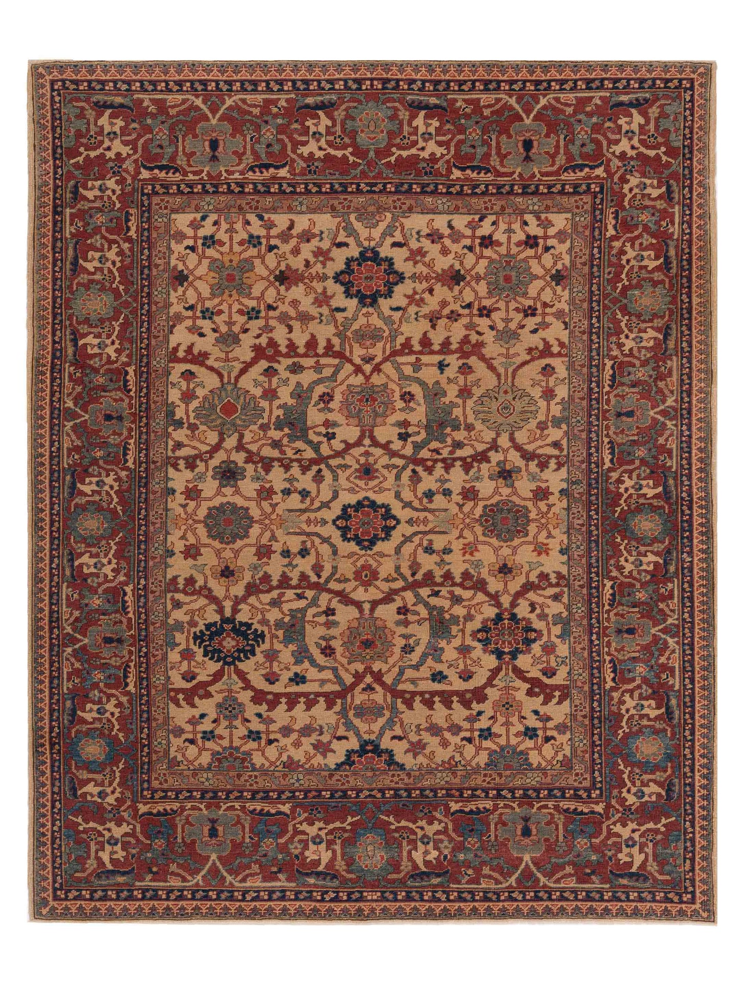 Pasha Antique Loom  Ivory Red Traditional