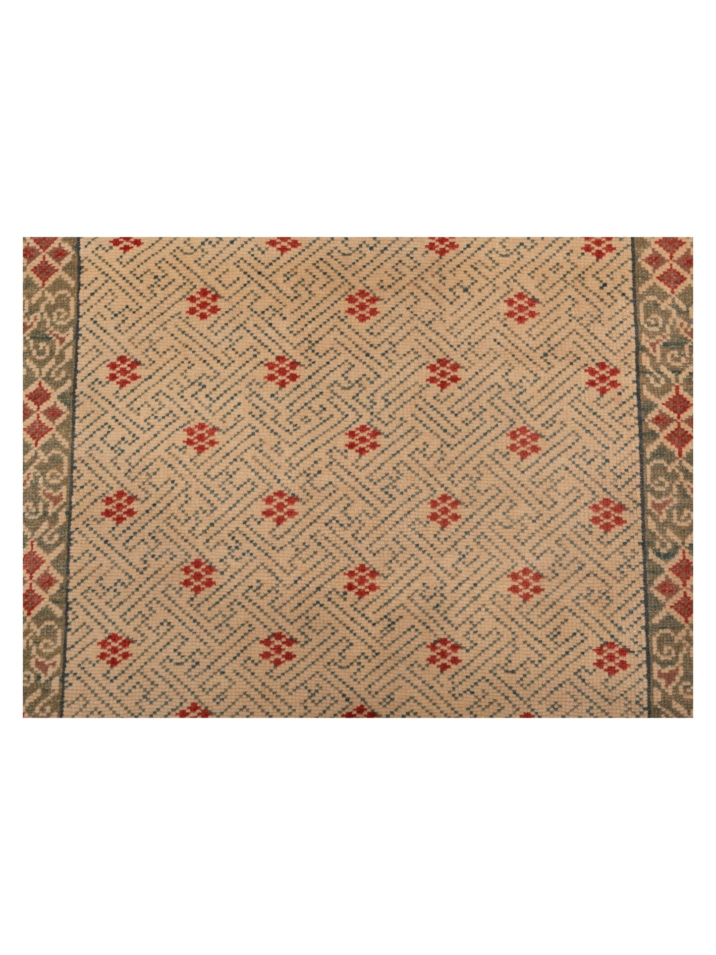 Antiqua Loom Ivory Green 2.10x8.10 Hand Knotted Rug