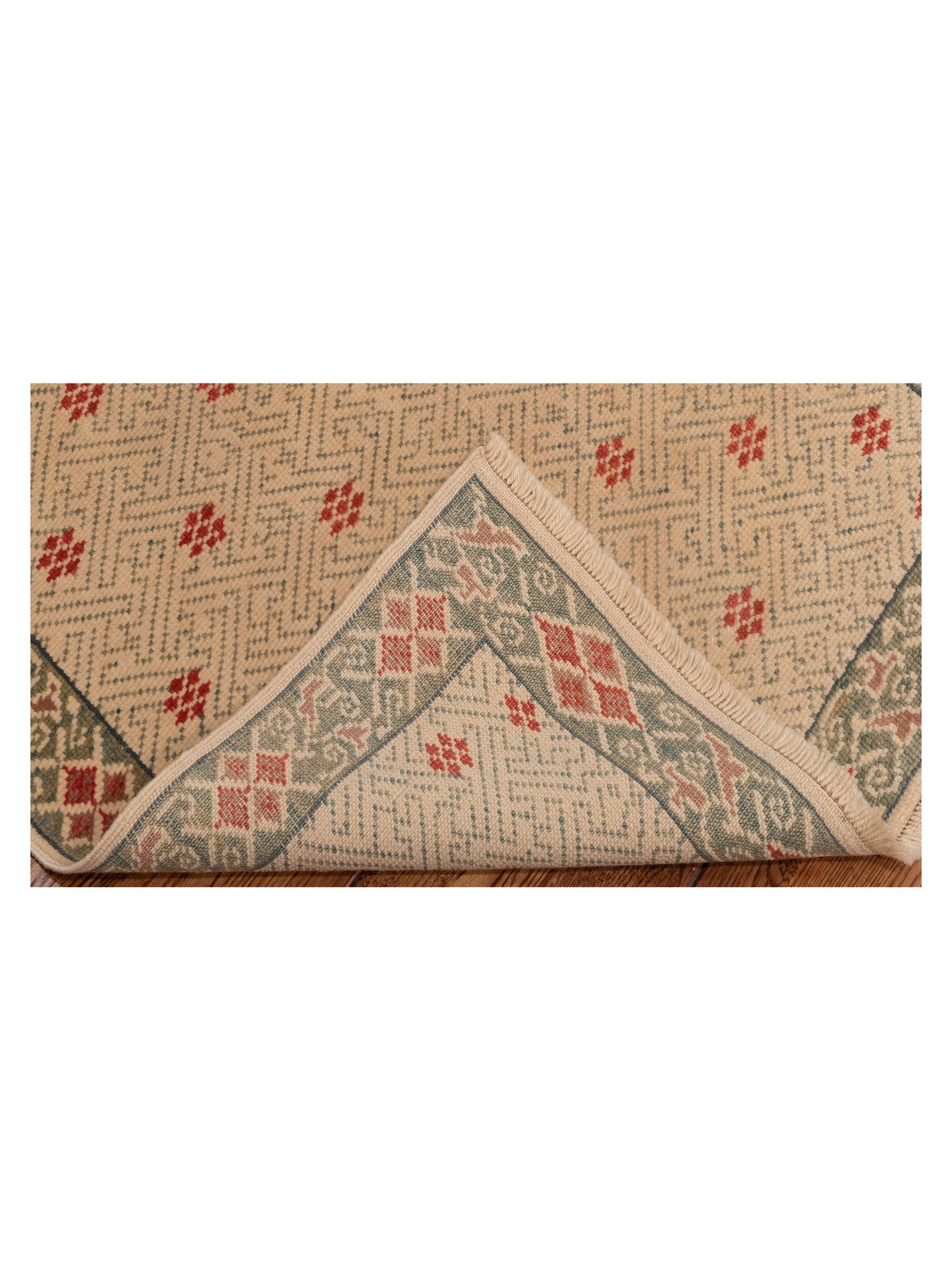 Antiqua Loom Ivory Green 2.10x8.10 Hand Knotted Rug