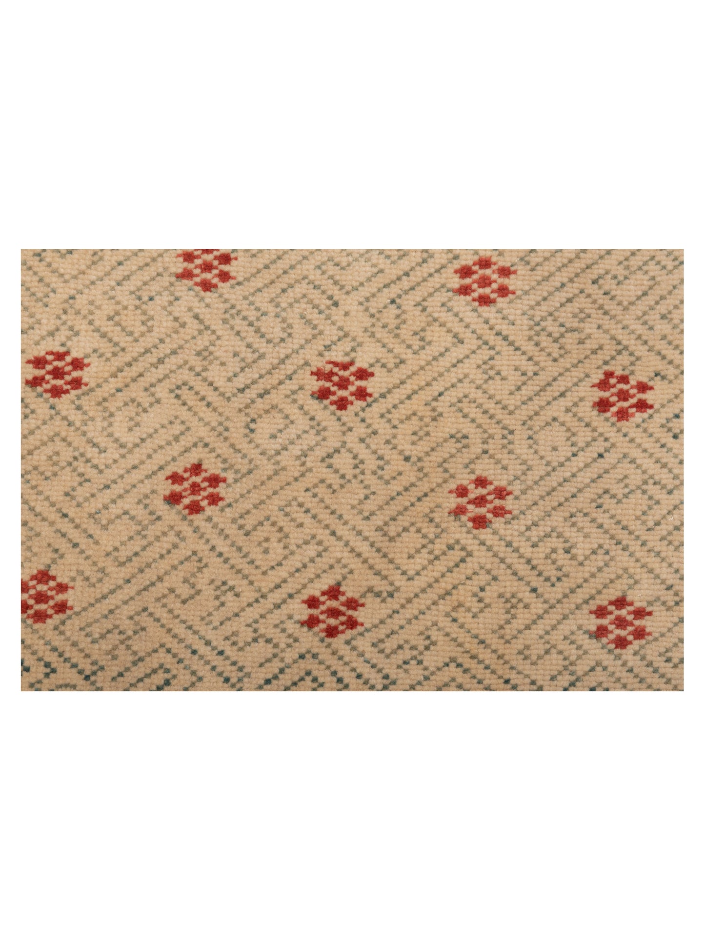 Antiqua Loom Ivory Green 2.10x8.10 Hand Knotted Rug