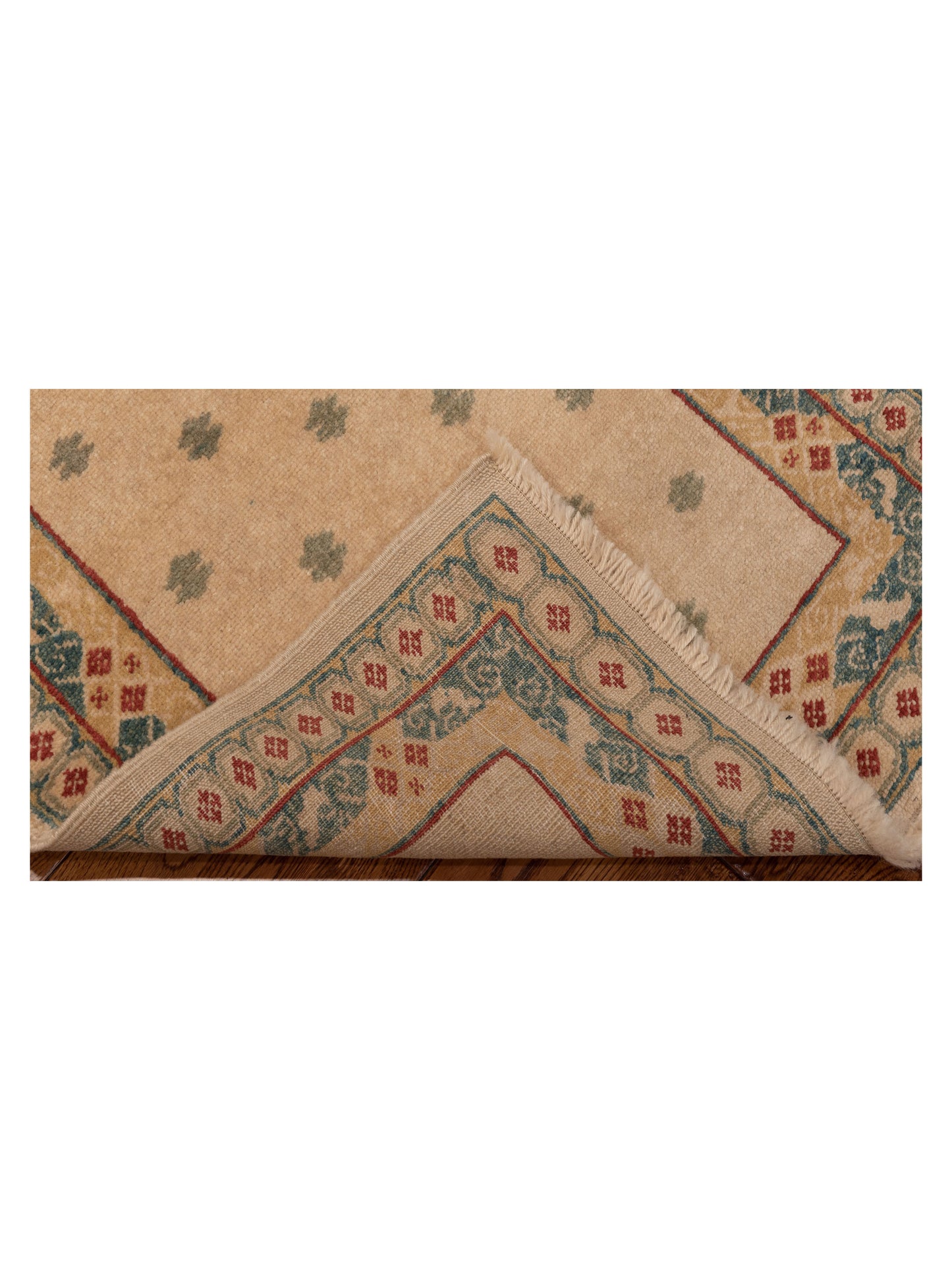 Antiqua Loom Ivory Green 2.6x8.1 Hand Knotted Rug
