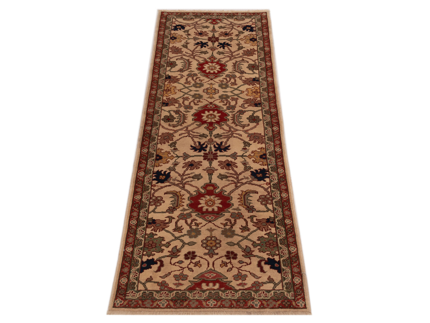 Antiqua Loom Ivory Red 2.9x8 Hand Knotted Rug
