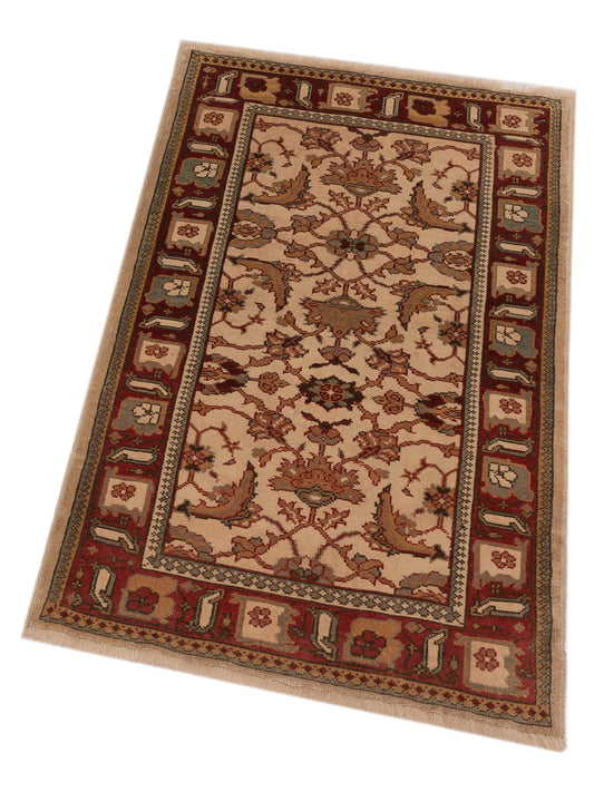 Antiqua Loom Ivory Red 3x4.11 Hand Knotted Rug