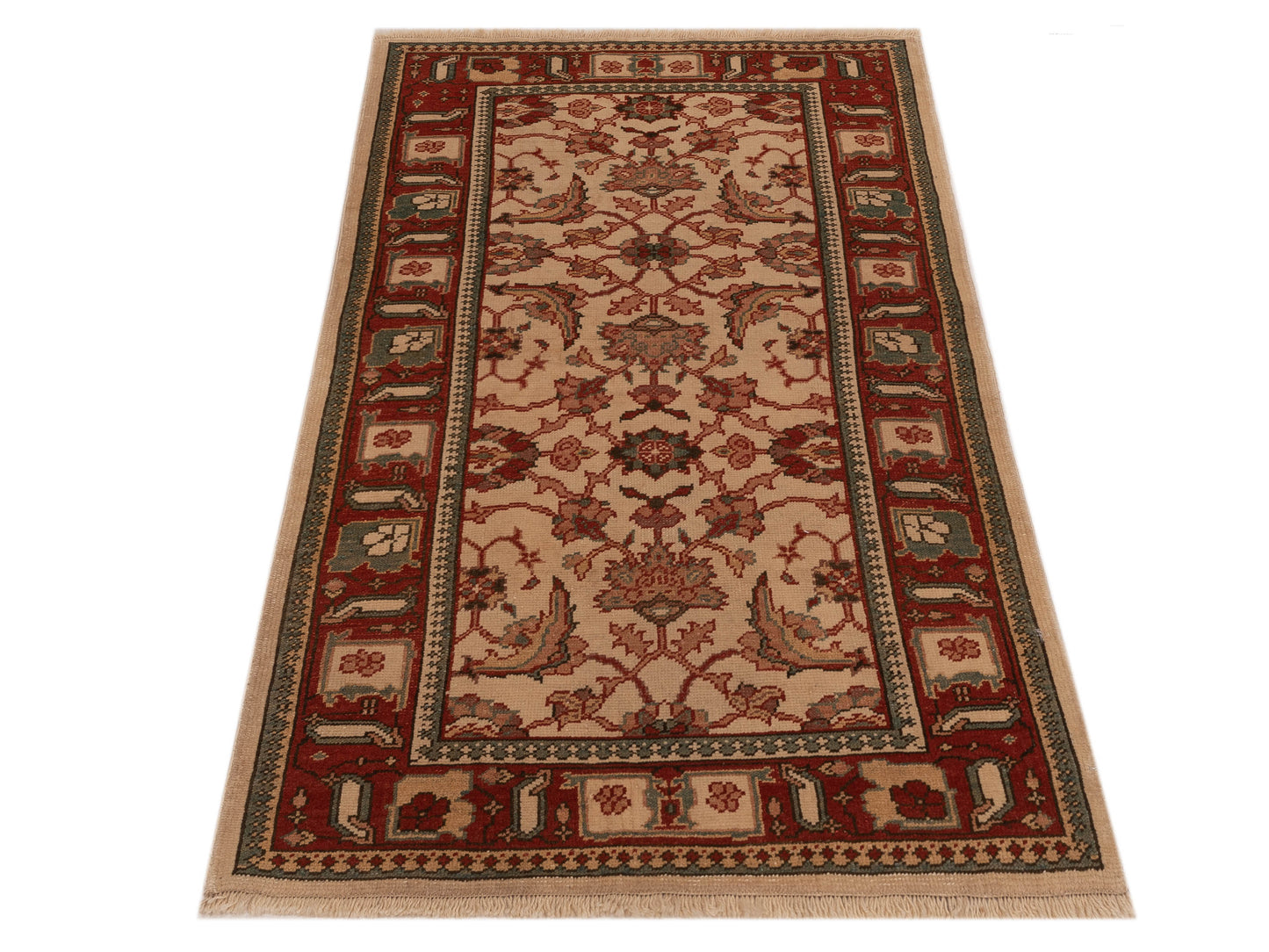 Antiqua Loom Ivory Red 3.2x5.4 Hand Knotted Rug