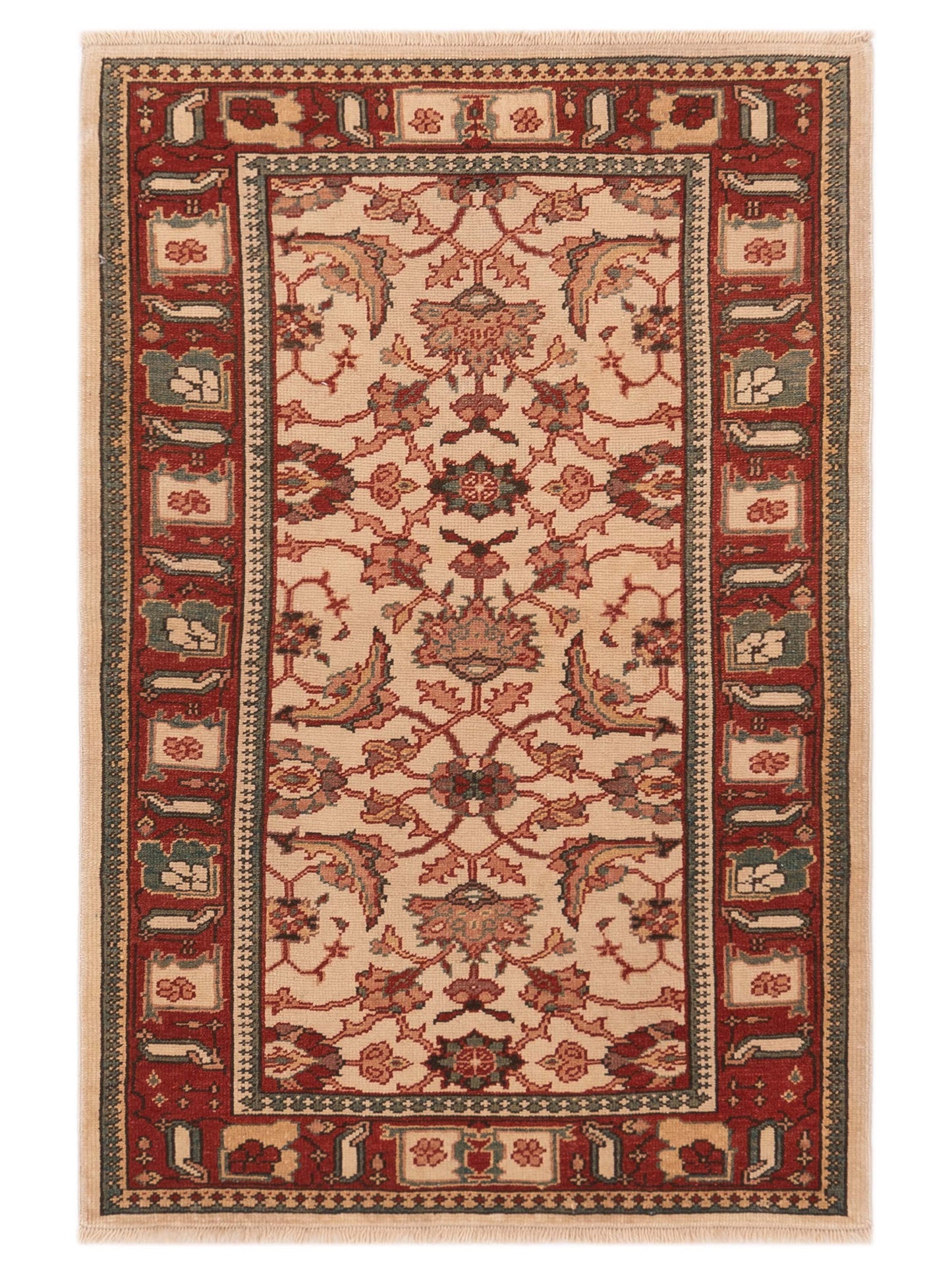 Pasha Antique Loom  Ivory Red Traditional