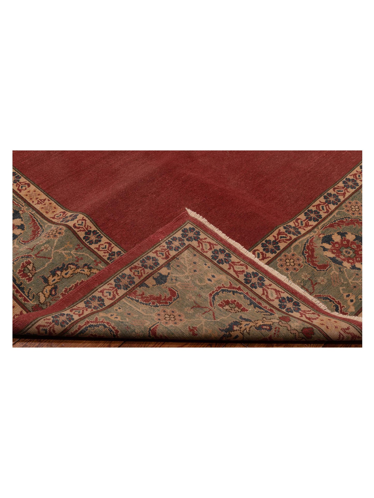 Antiqua Loom Red Green 6.7x7.4 Hand Knotted Rug