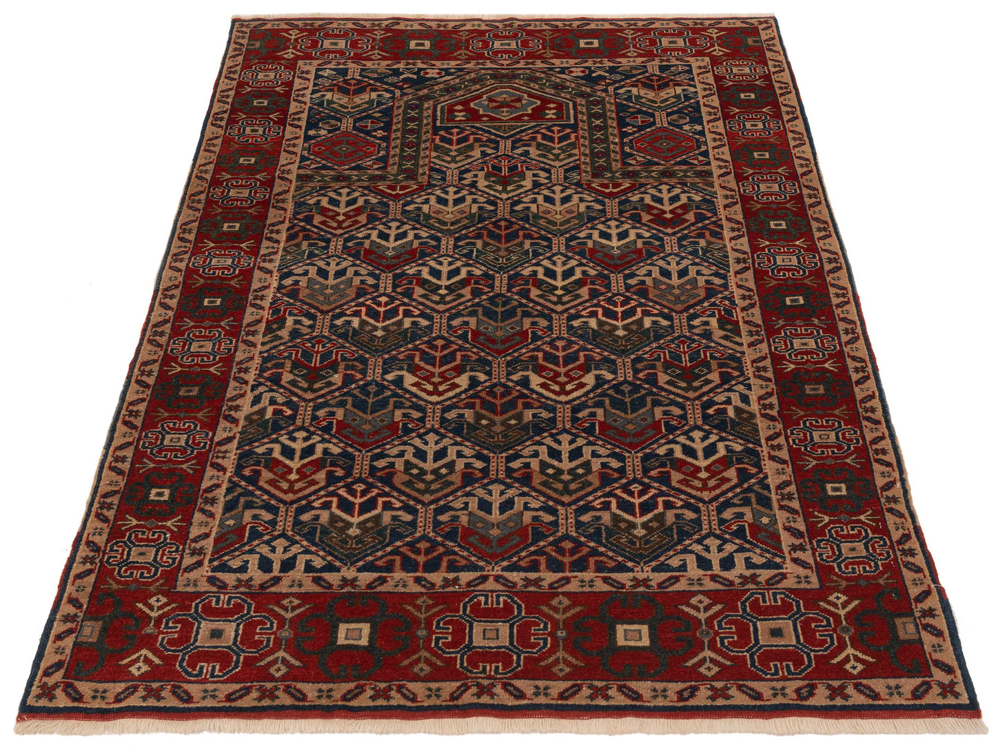 Antiqua Loom Navy Red 4.4x5.10 Hand Knotted Rug