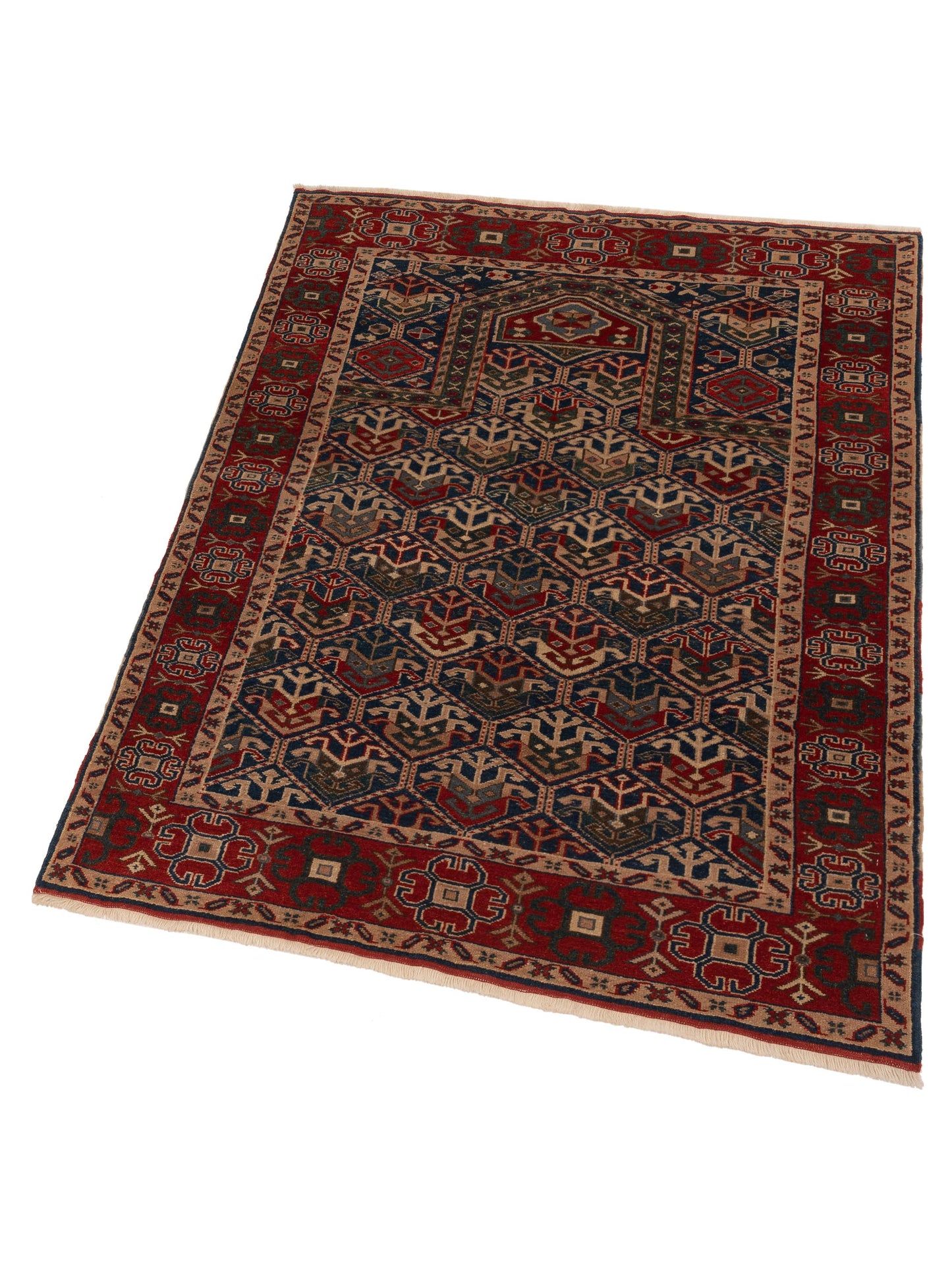 Antiqua Loom Navy Red 4.4x5.10 Hand Knotted Rug