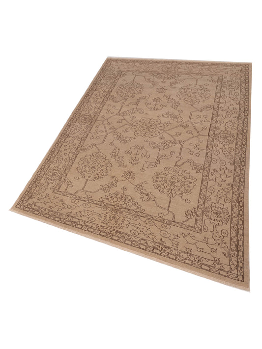 Elowen Ivory Dark Brown 6.9x10 Hand Knotted Rug