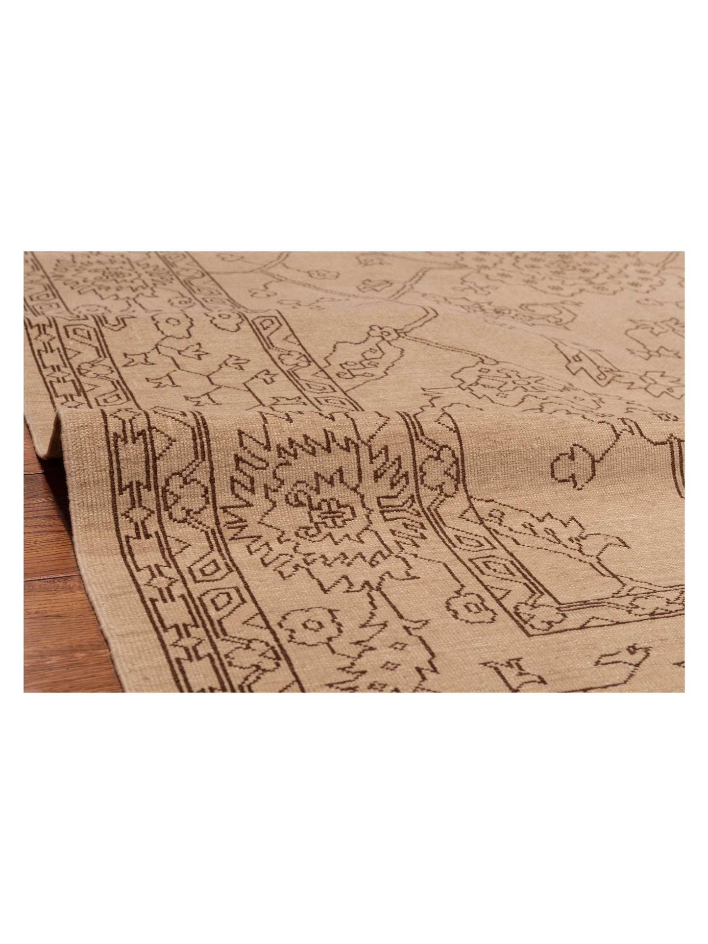 Elowen Ivory Dark Brown 6.9x10 Hand Knotted Rug