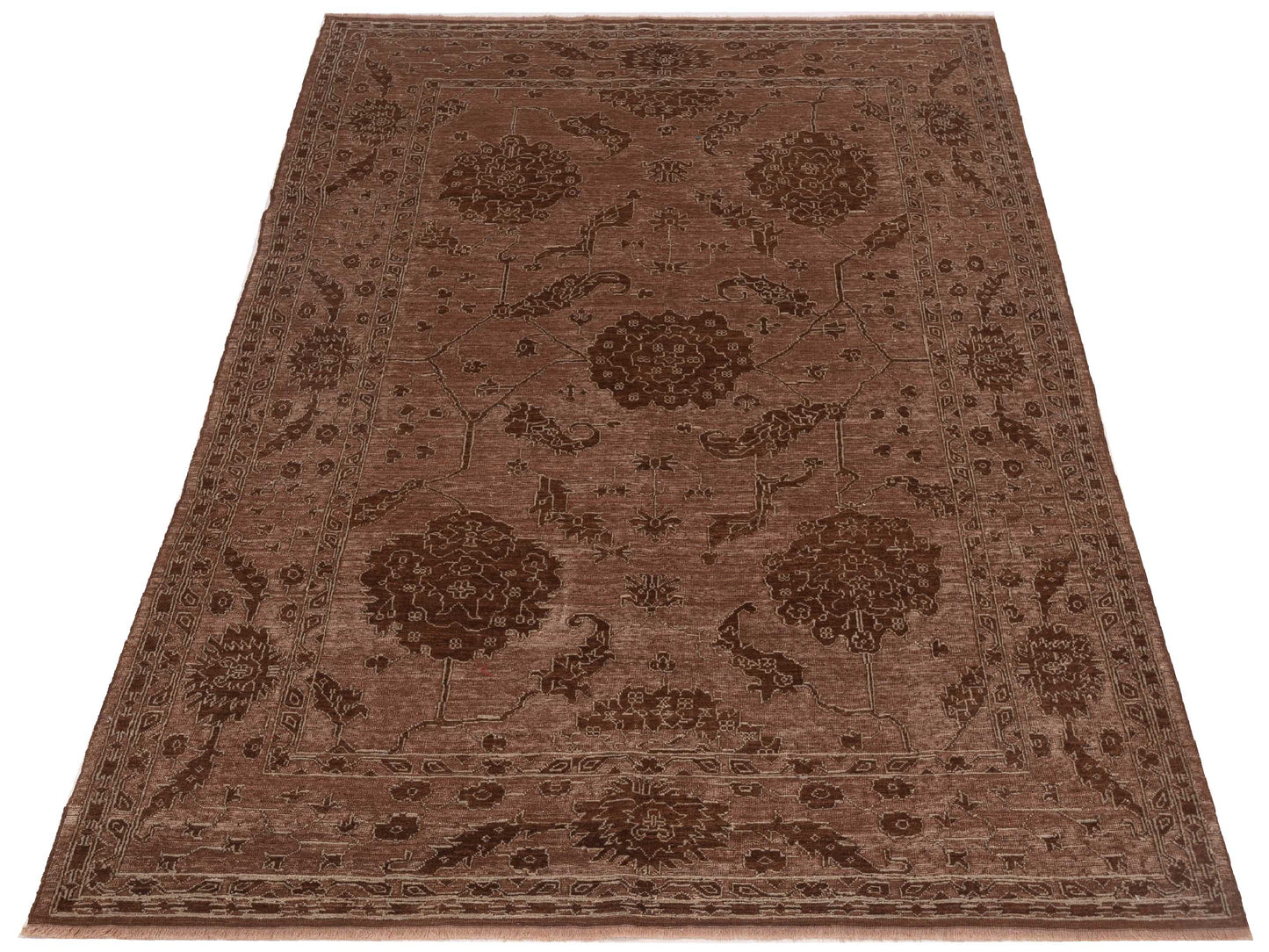 Elowen Brown Ice Blue 6.5x9 Hand Knotted Rug
