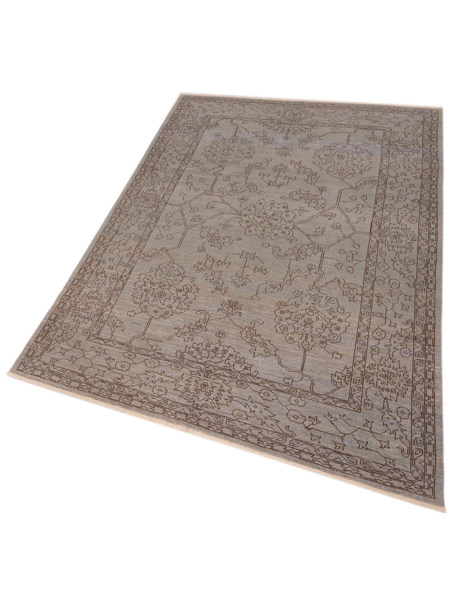 Elowen Silver Dark Brown 6.7x9.5 Hand Knotted Rug