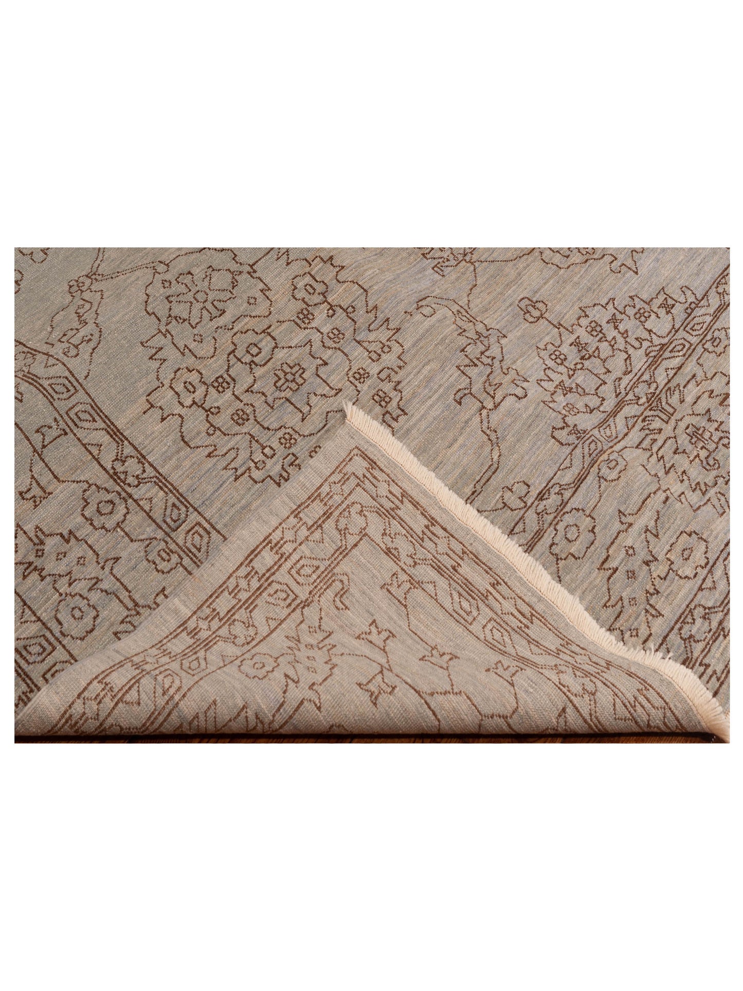 Elowen Silver Dark Brown 6.7x9.5 Hand Knotted Rug