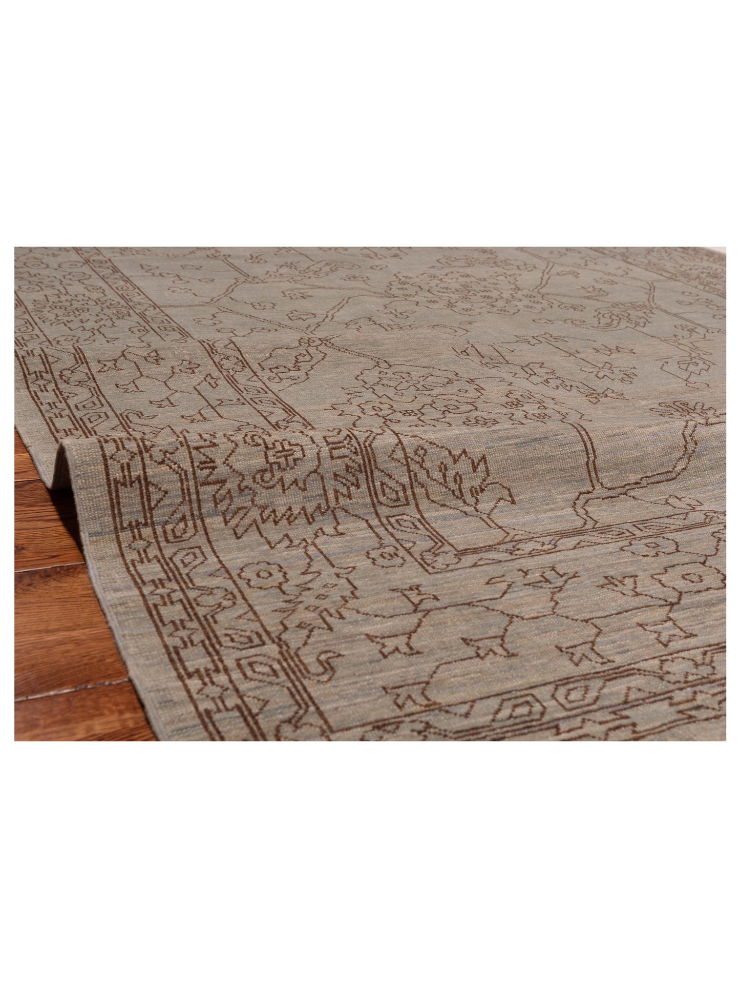 Elowen Silver Dark Brown 6.7x9.5 Hand Knotted Rug