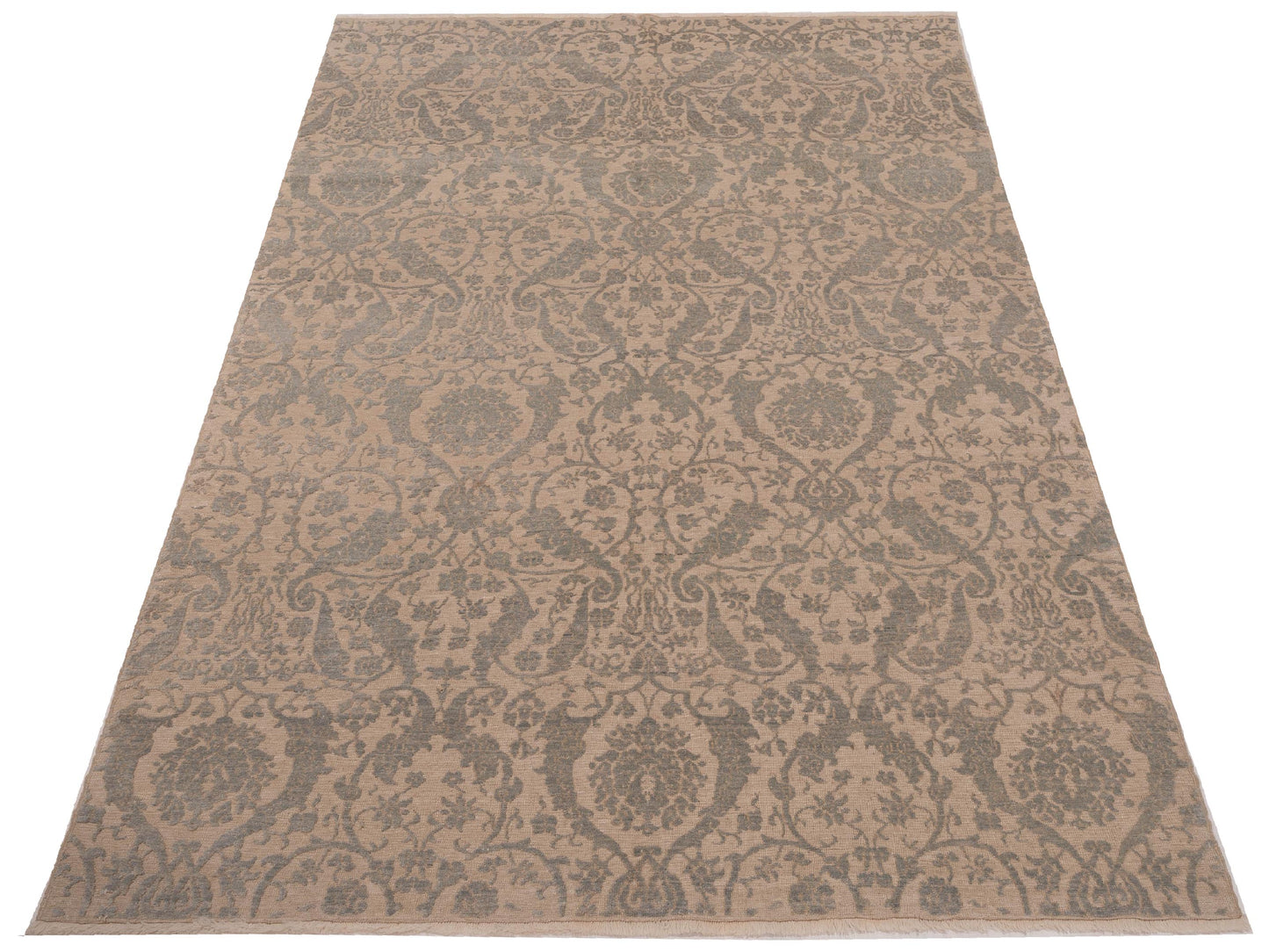 Defnera Light Blue Ivory 6.8x9.6 Hand Knotted Rug