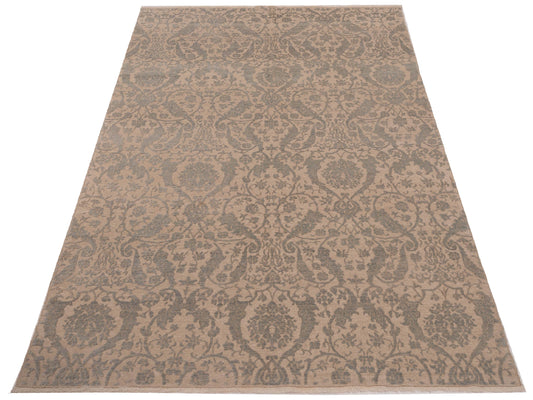 Defnera Light Blue Ivory 6.8x9.6 Hand Knotted Rug
