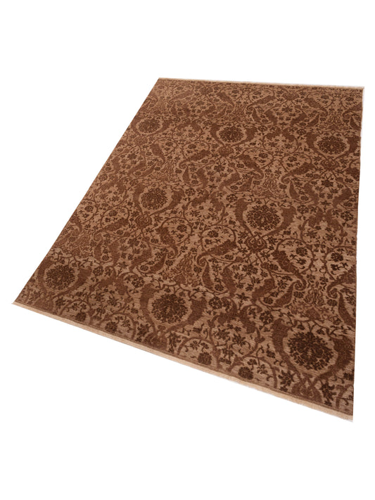 Defnera Brown Drak Brown 6.6x9.9 Hand Knotted Rug