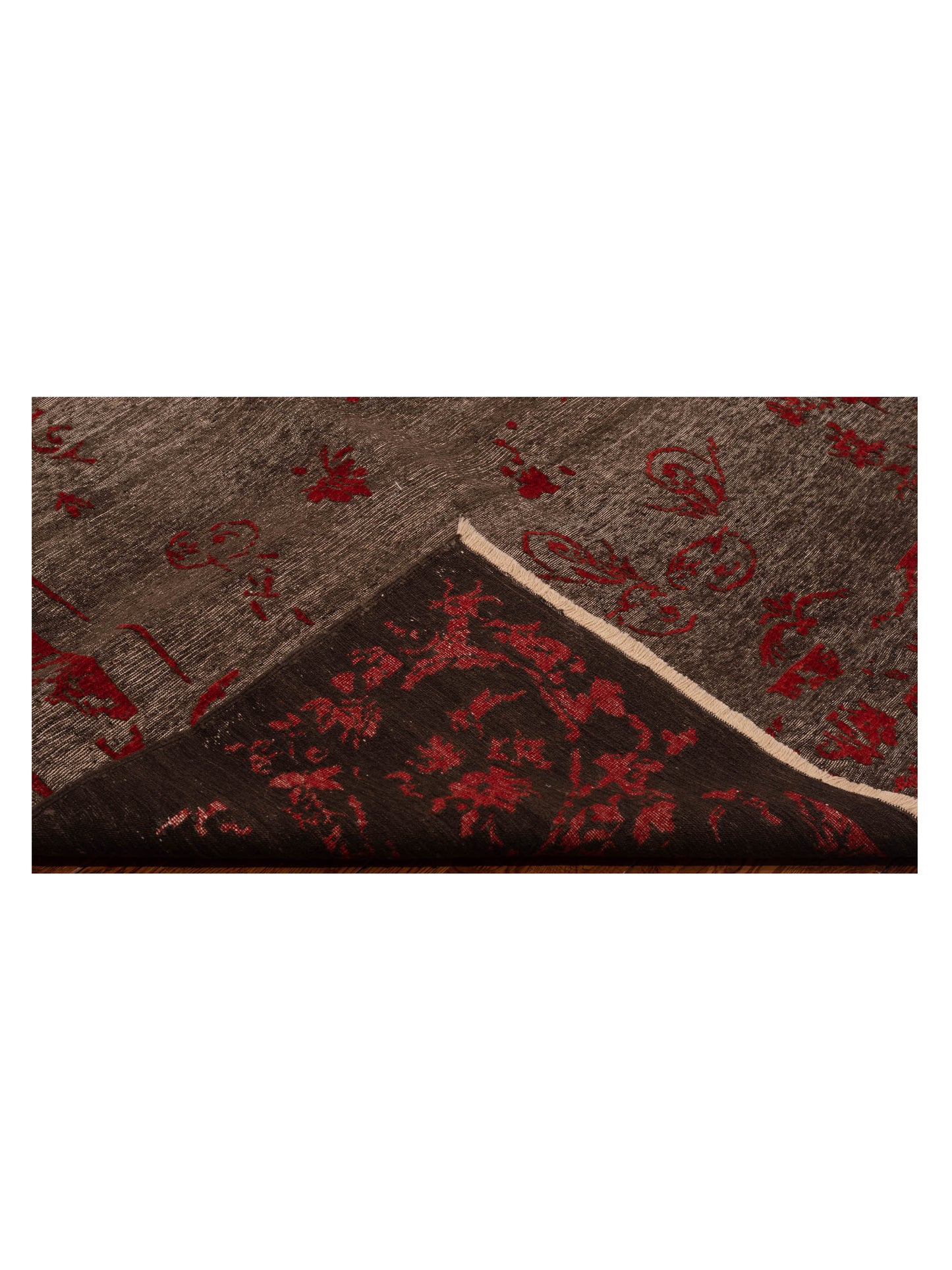 Defnera Charcoal Red 6.5x9.5 Hand Knotted Rug