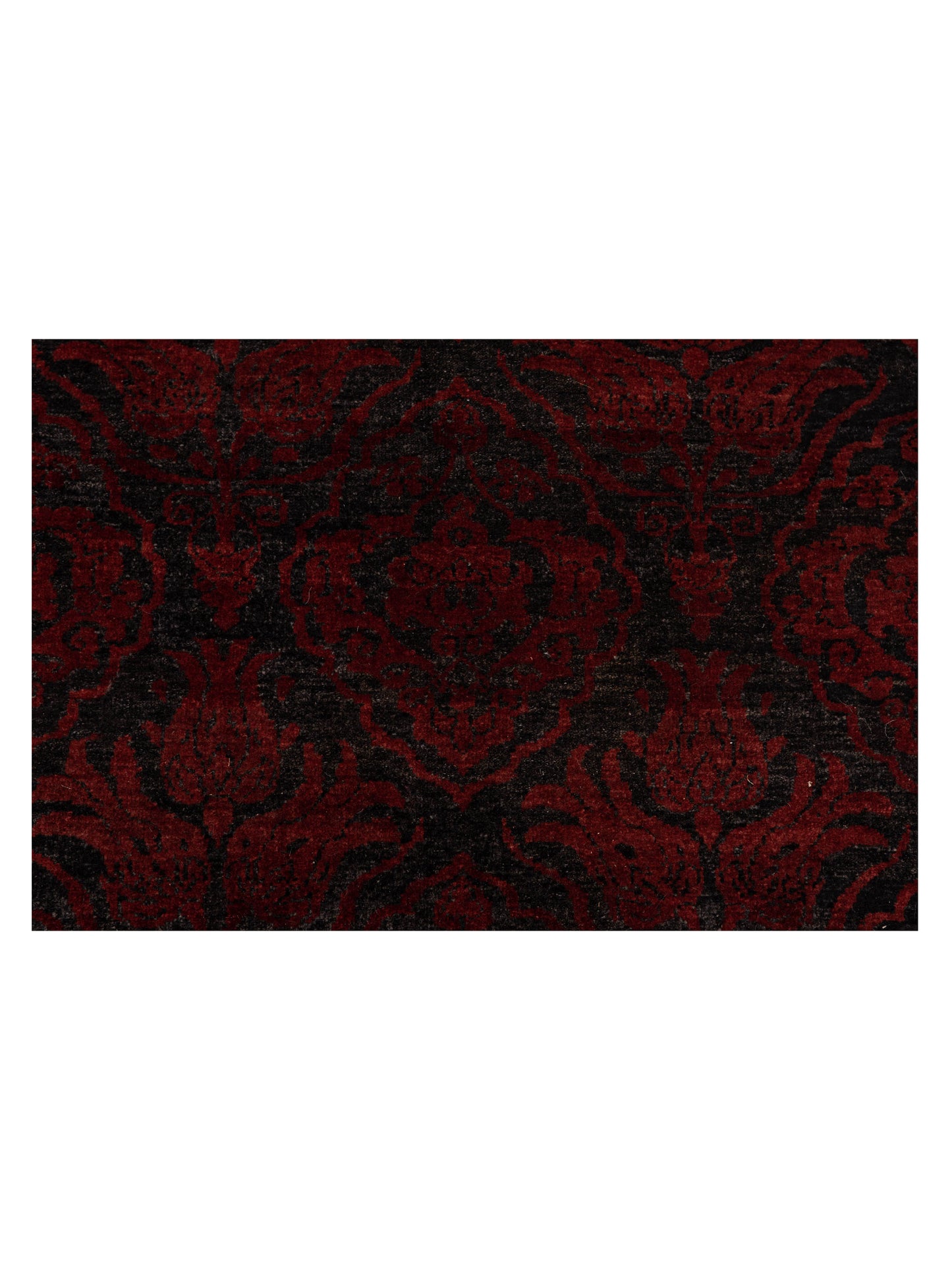 Defnera Charcoal Red 6.4x8.6 Hand Knotted Rug