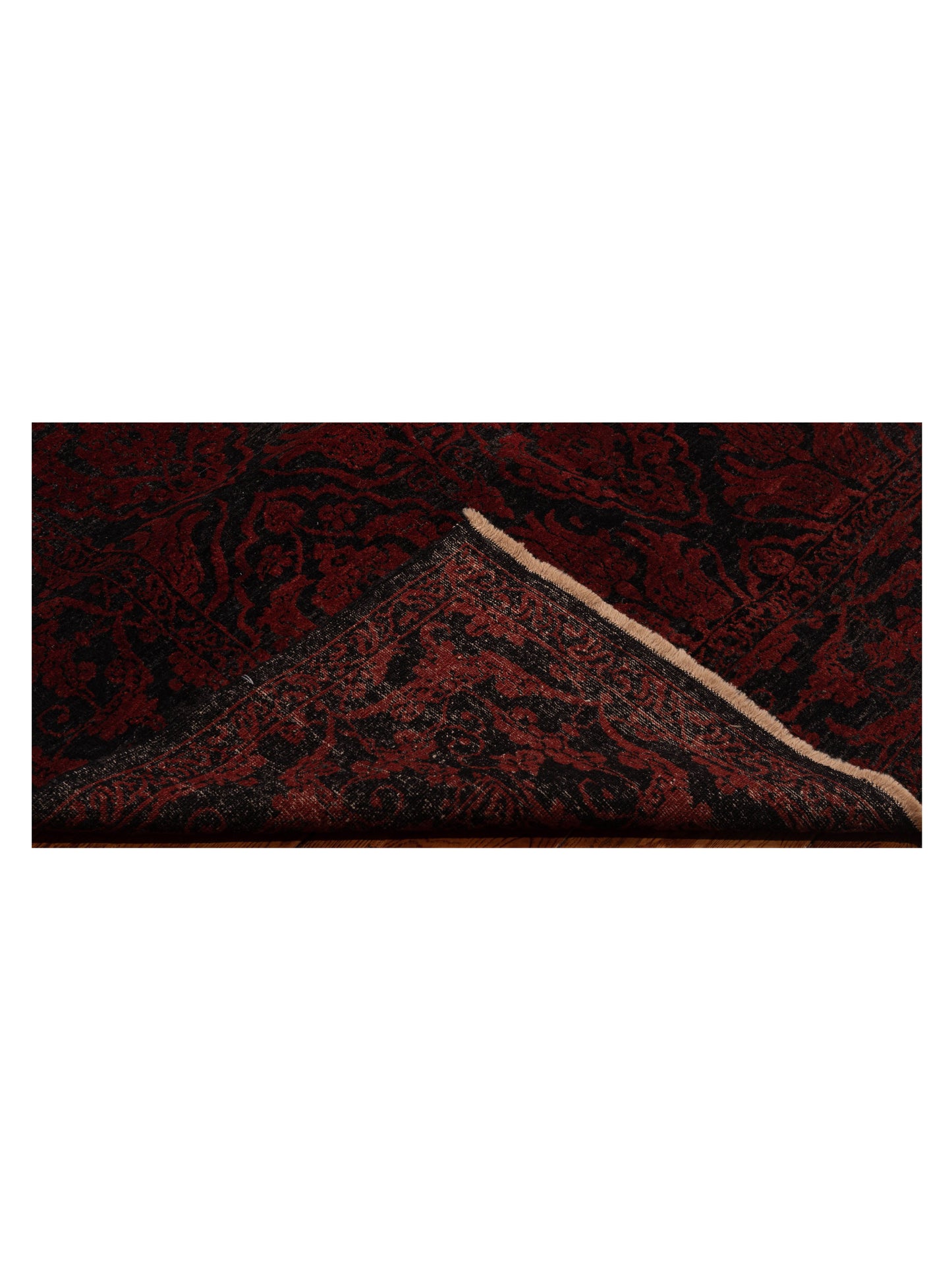 Defnera Charcoal Red 6.4x8.6 Hand Knotted Rug