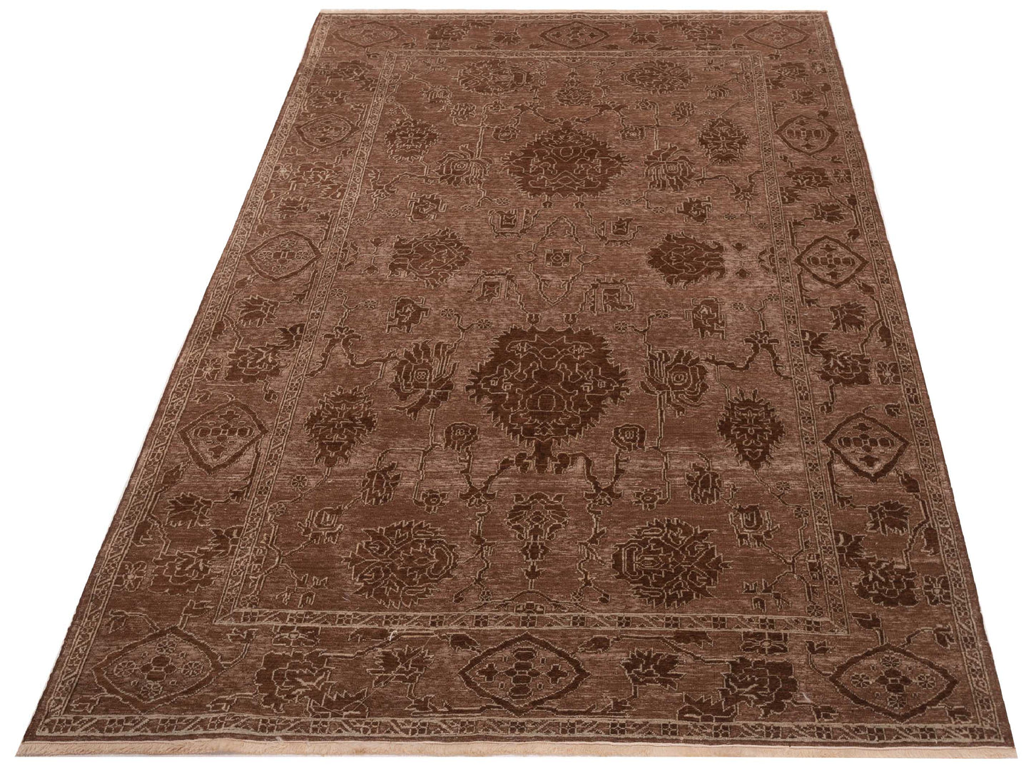 Elowen Brown Ice Blue 6.7x9.6 Hand Knotted Rug