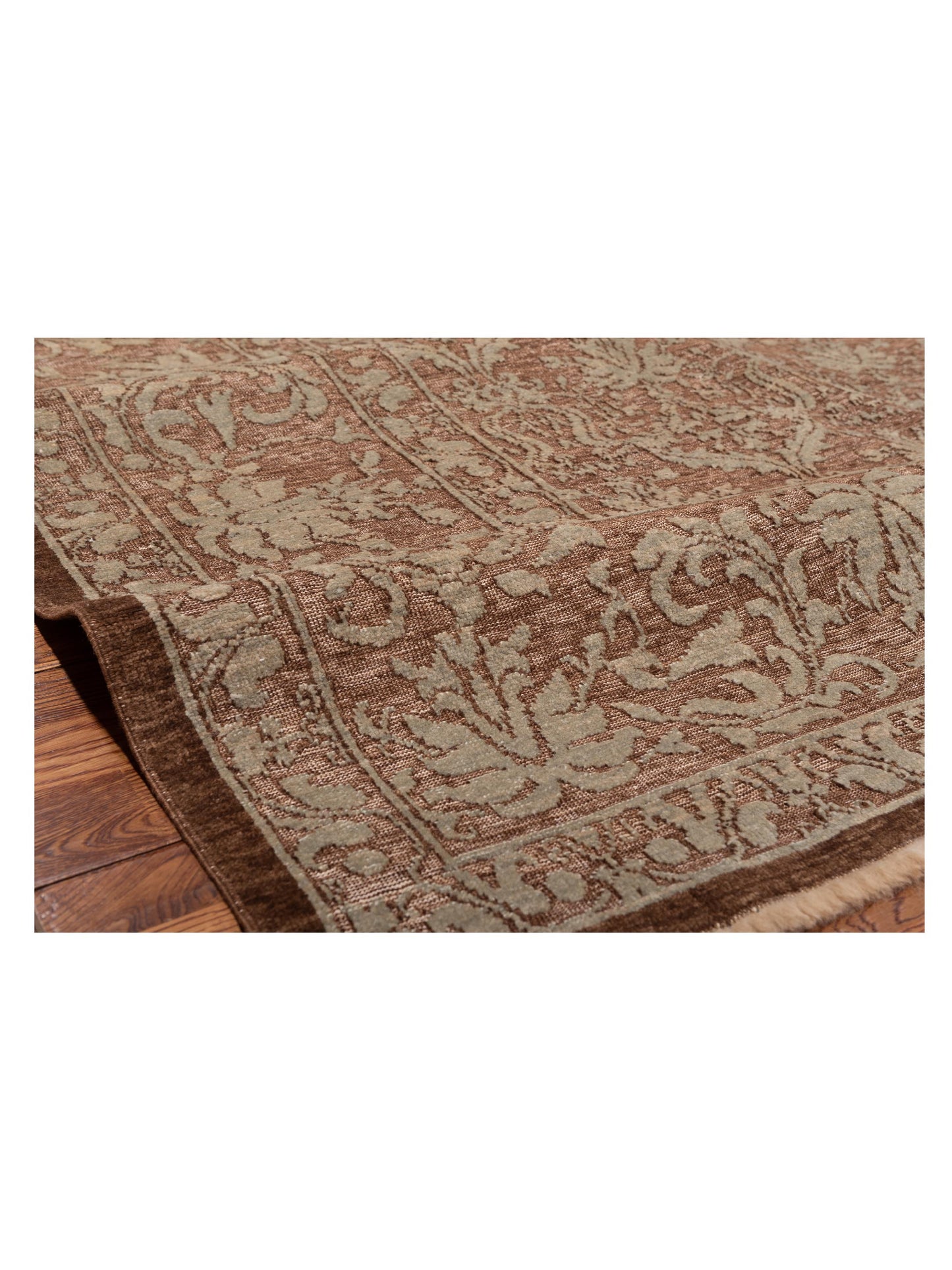 Defnera Brown Silver 9.1x11.7 Hand Knotted Rug