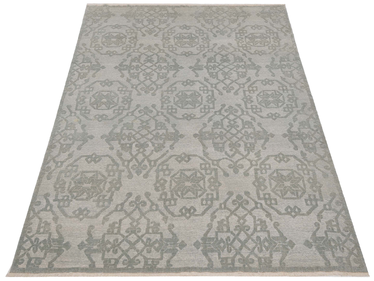 Defnera Ice Blue Ice Blue 8x9.5 Hand Knotted Rug