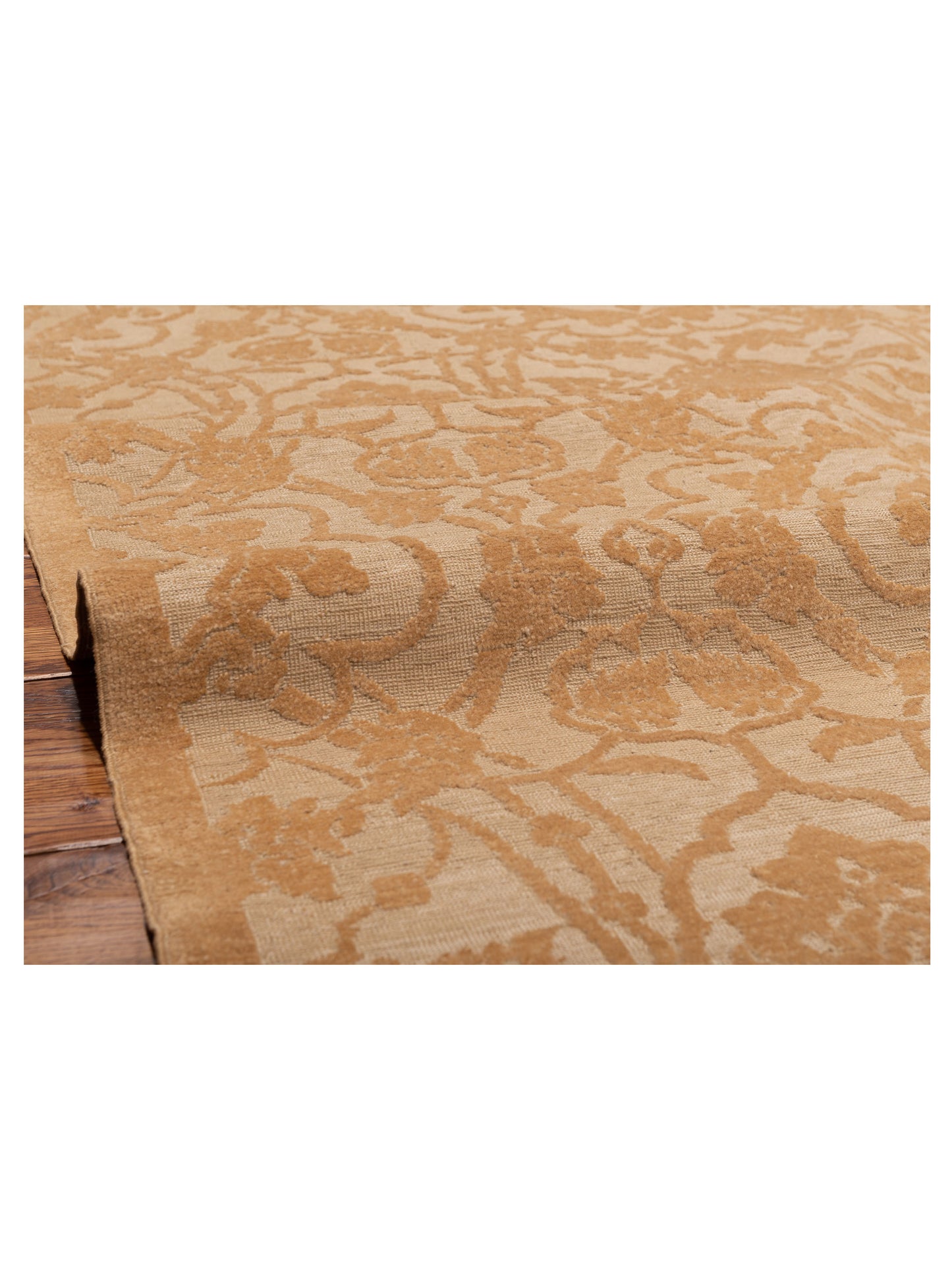 Defnera Ivory Gold 8x8.8 Hand Knotted Rug