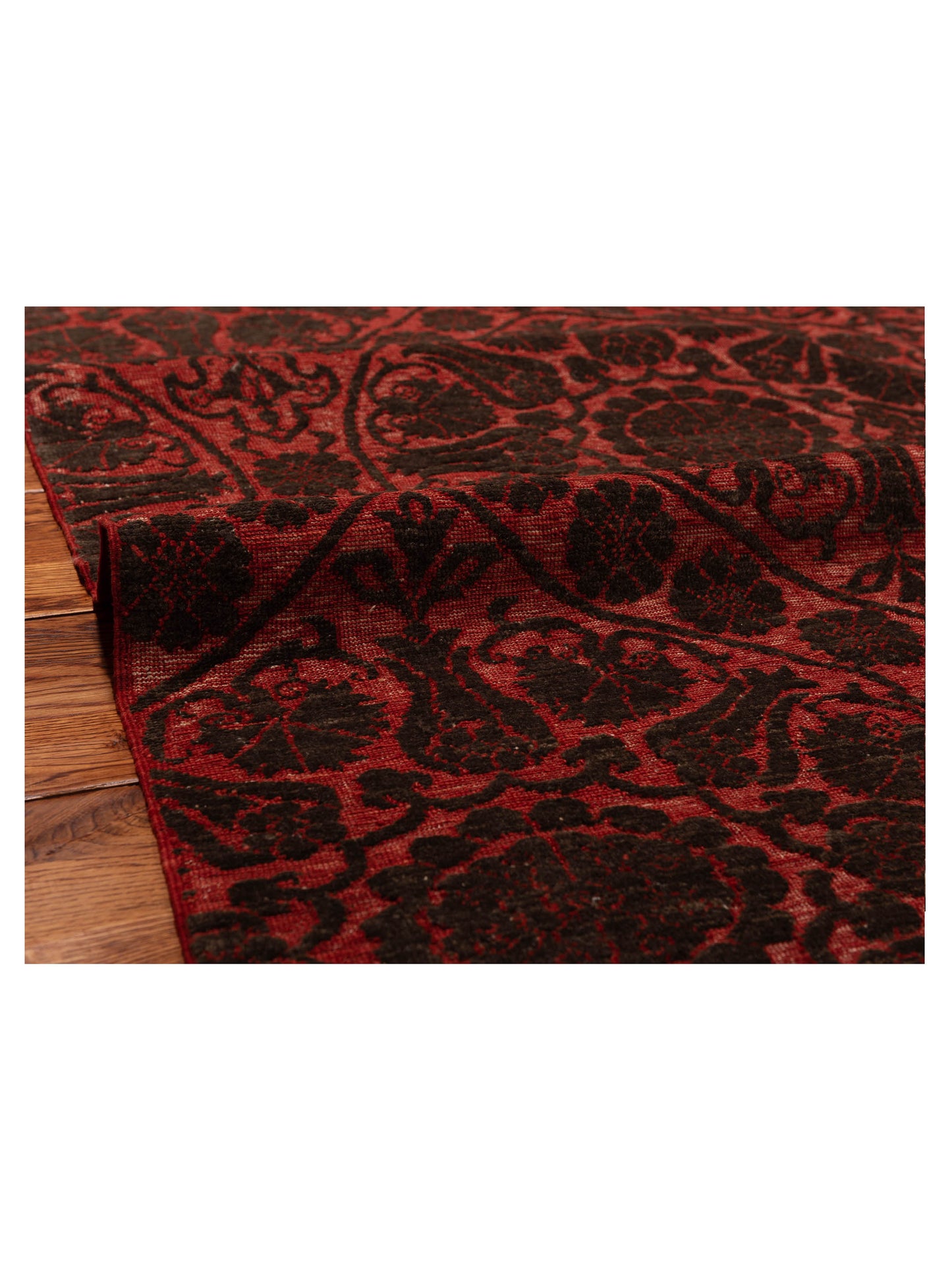 Defnera Charcoal Red 6.6x10 Hand Knotted Rug