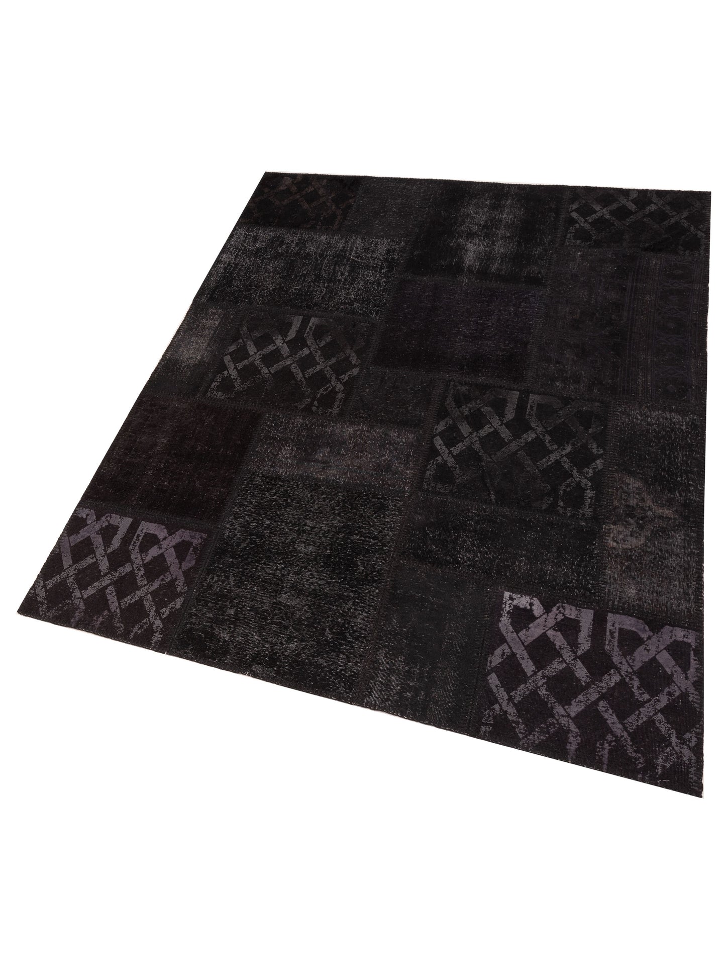 Patchwork Black 5.7x7.11 Hand Knotted Rug