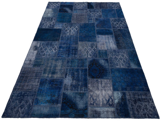 Patchwork Dark Blue 9x12 Hand Knotted Rug