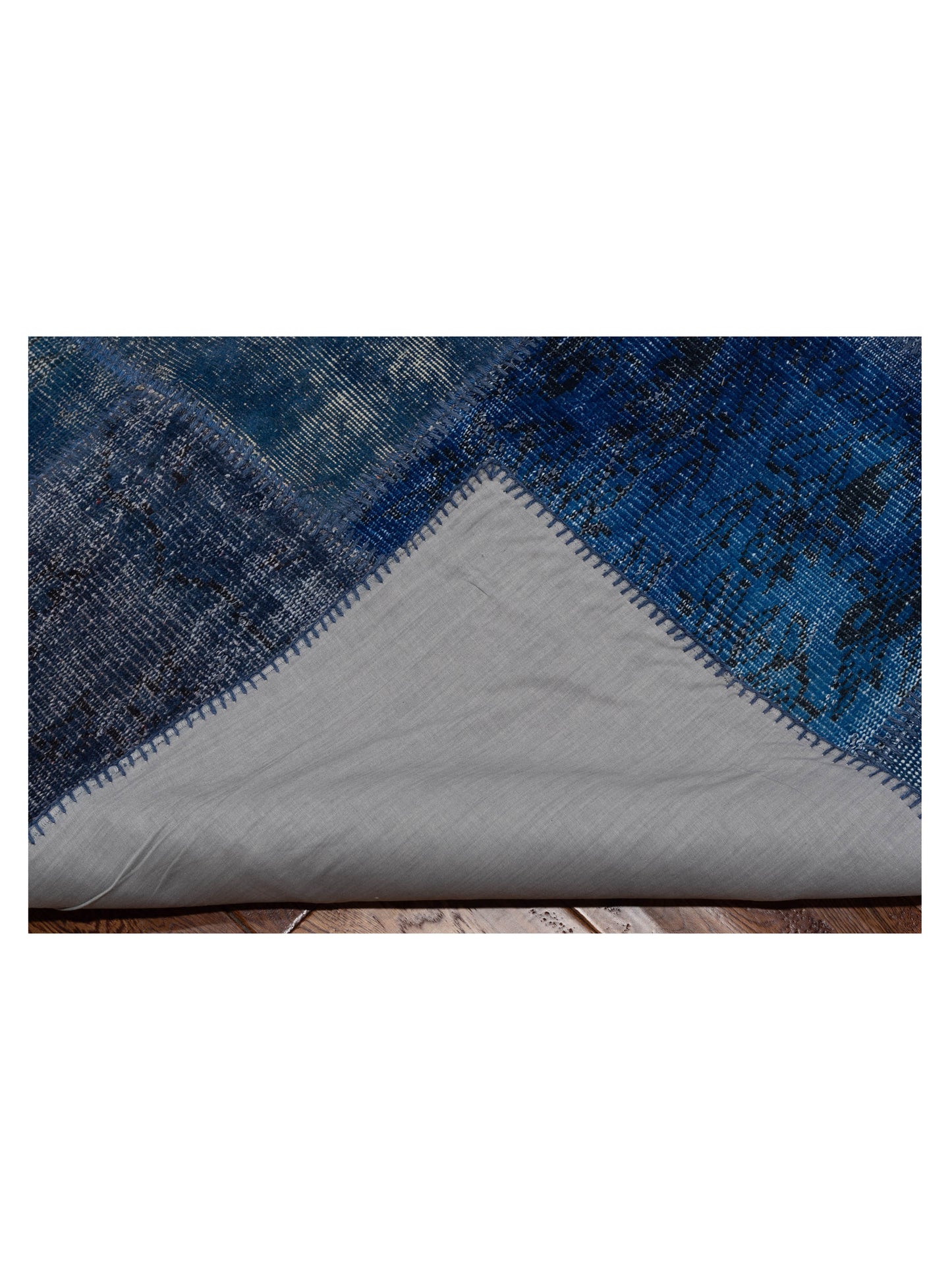 Patchwork Dark Blue 9x12 Hand Knotted Rug