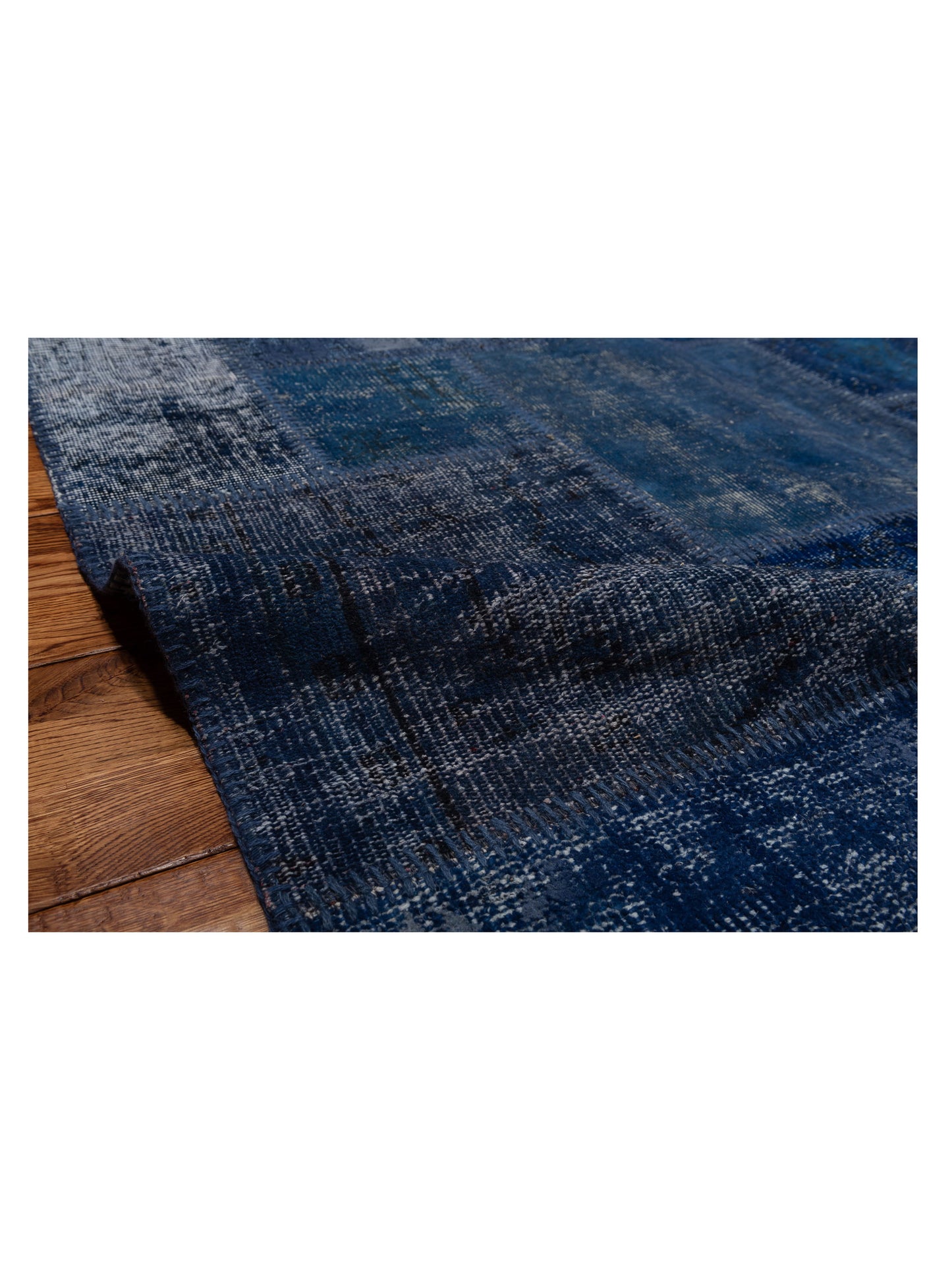 Patchwork Dark Blue 9x12 Hand Knotted Rug