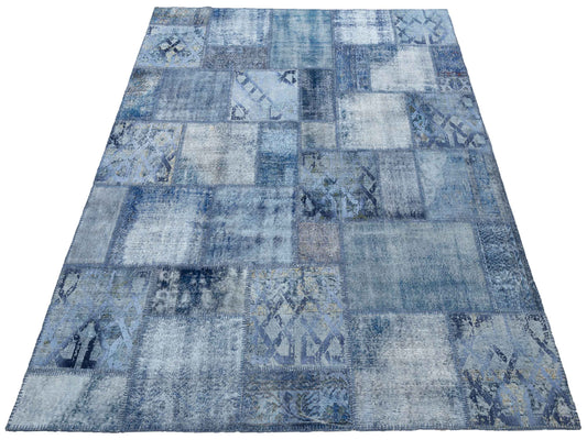 Patchwork Blue 8.3x9.10 Hand Knotted Rug
