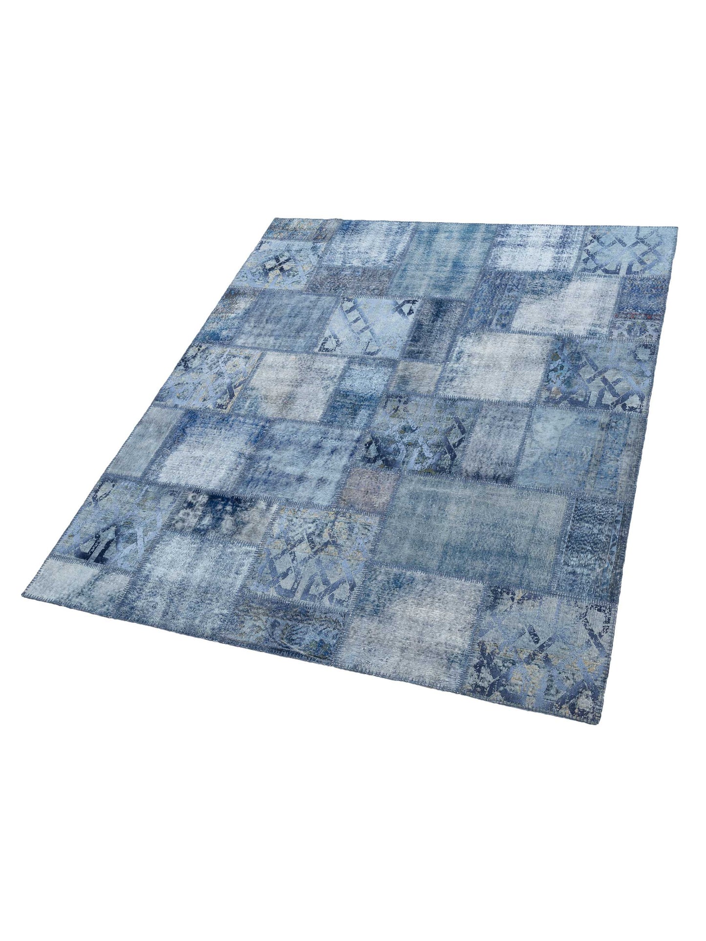 Patchwork Blue 8.3x9.10 Hand Knotted Rug
