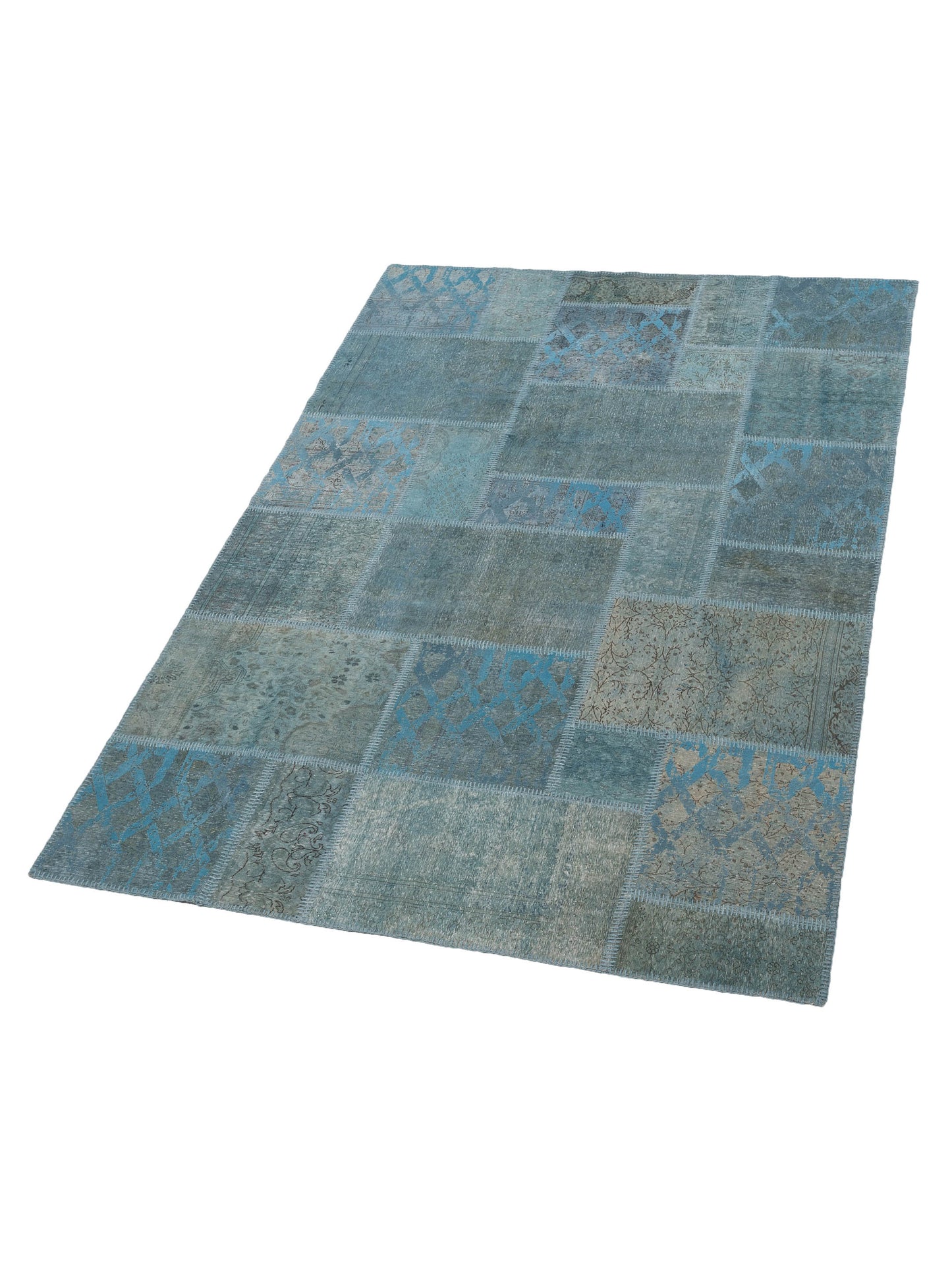 Patchwork Blue 6.7x9.10 Hand Knotted Rug